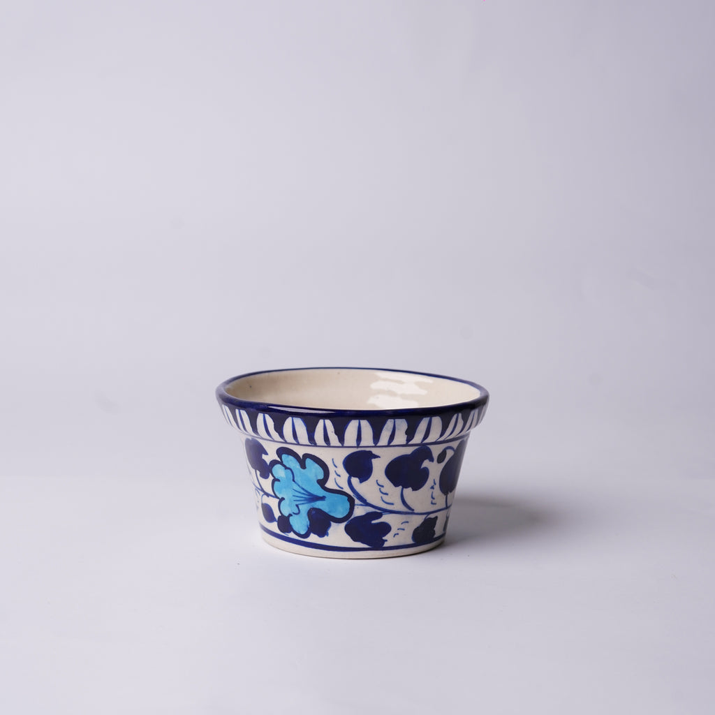 4 inch Round Indoor Blue Pottery Ceramic Planter — handmade ceramic — Craftan Pakistan