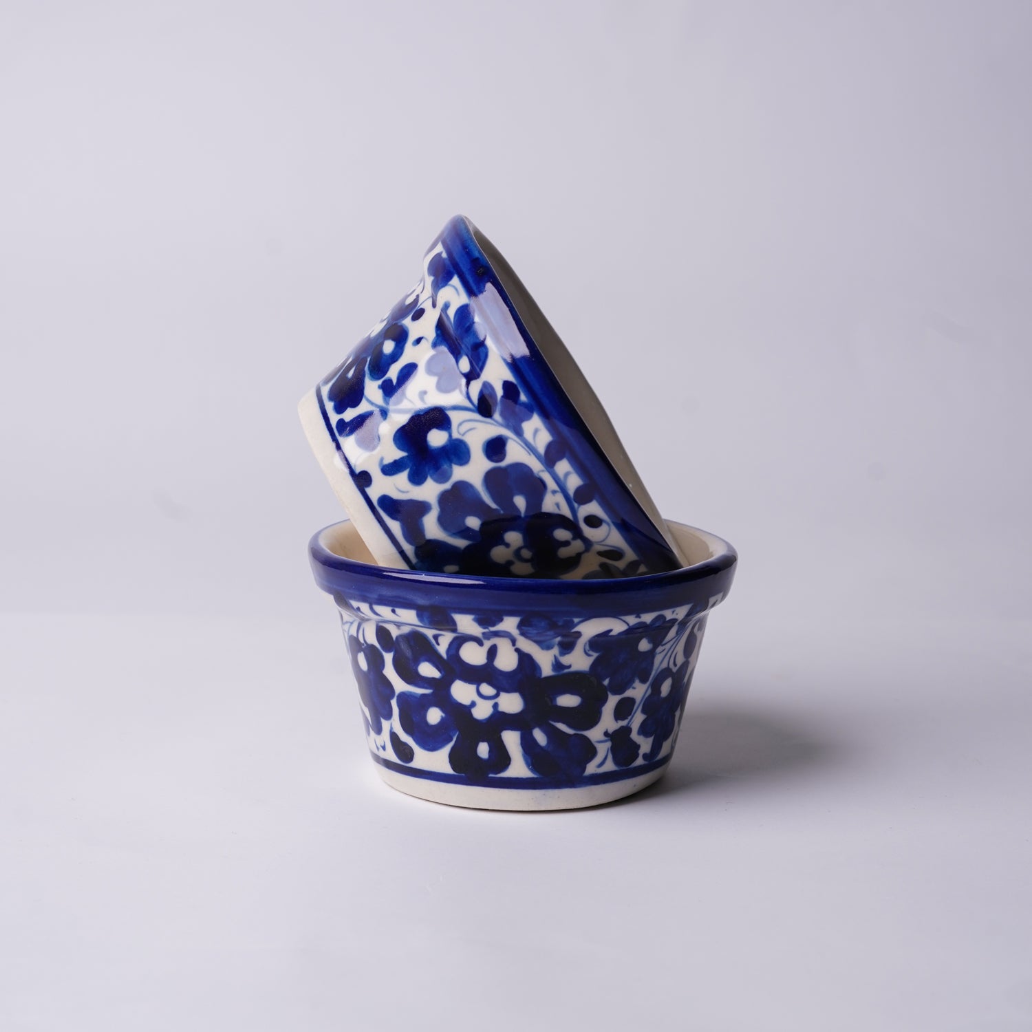 2.5″ Mini Indoor Planter – Blue Petal Pattern