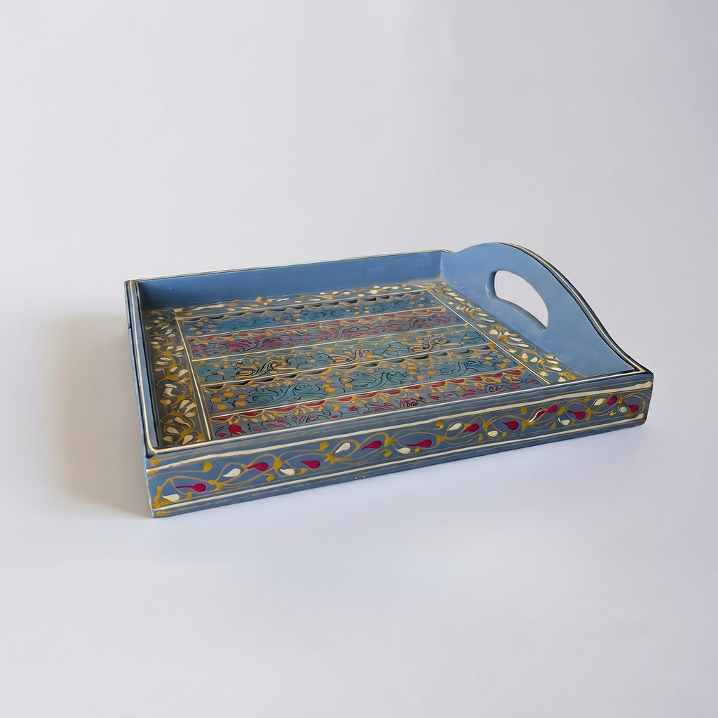 Swati Art Wooden Serving Tray — handmade wooden craft — Craftan Pakistan