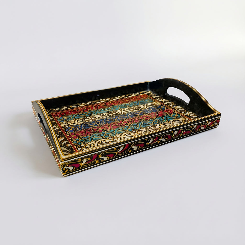 Swati Art Wooden Serving Tray — handmade wooden craft — Craftan Pakistan