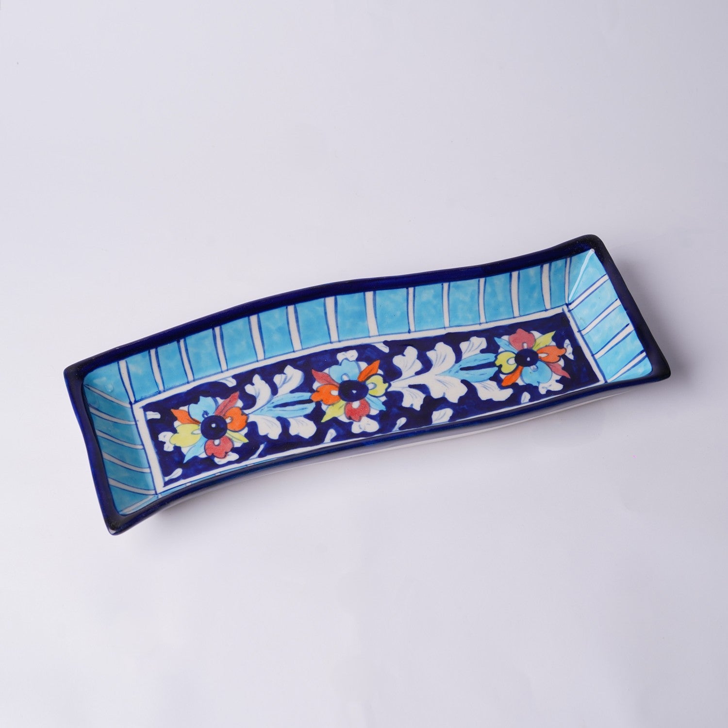 Wave-Shape Snack Dish — colorful floral ceramic bowl — Craftan Pakistan