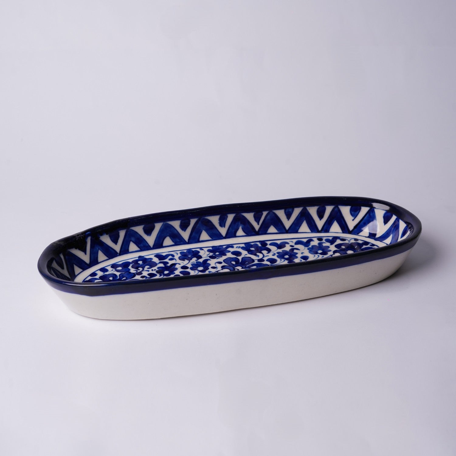 Long Oval Snack Dish - Floral Design 1