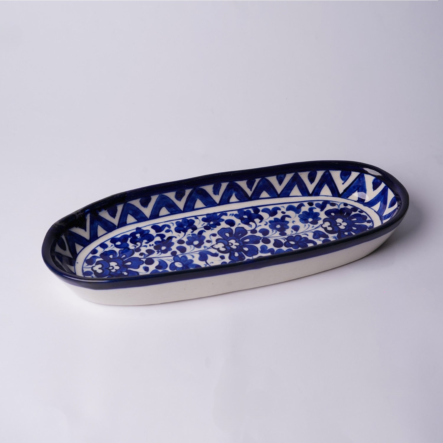 Long Oval Snack Dish - Floral Design 1