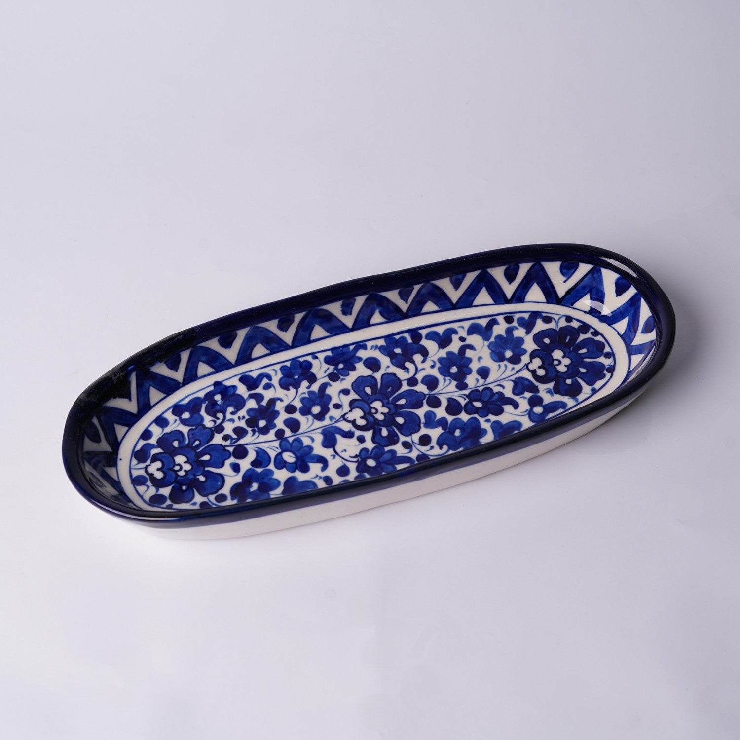 Long Oval Snack Dish - Floral Design 1