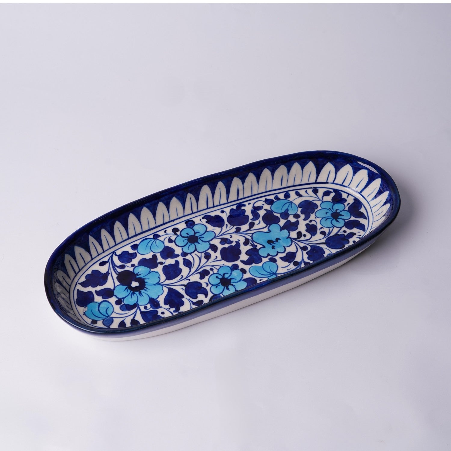 Long Oval Snack Dish — Multani pottery craft — Craftan Pakistan