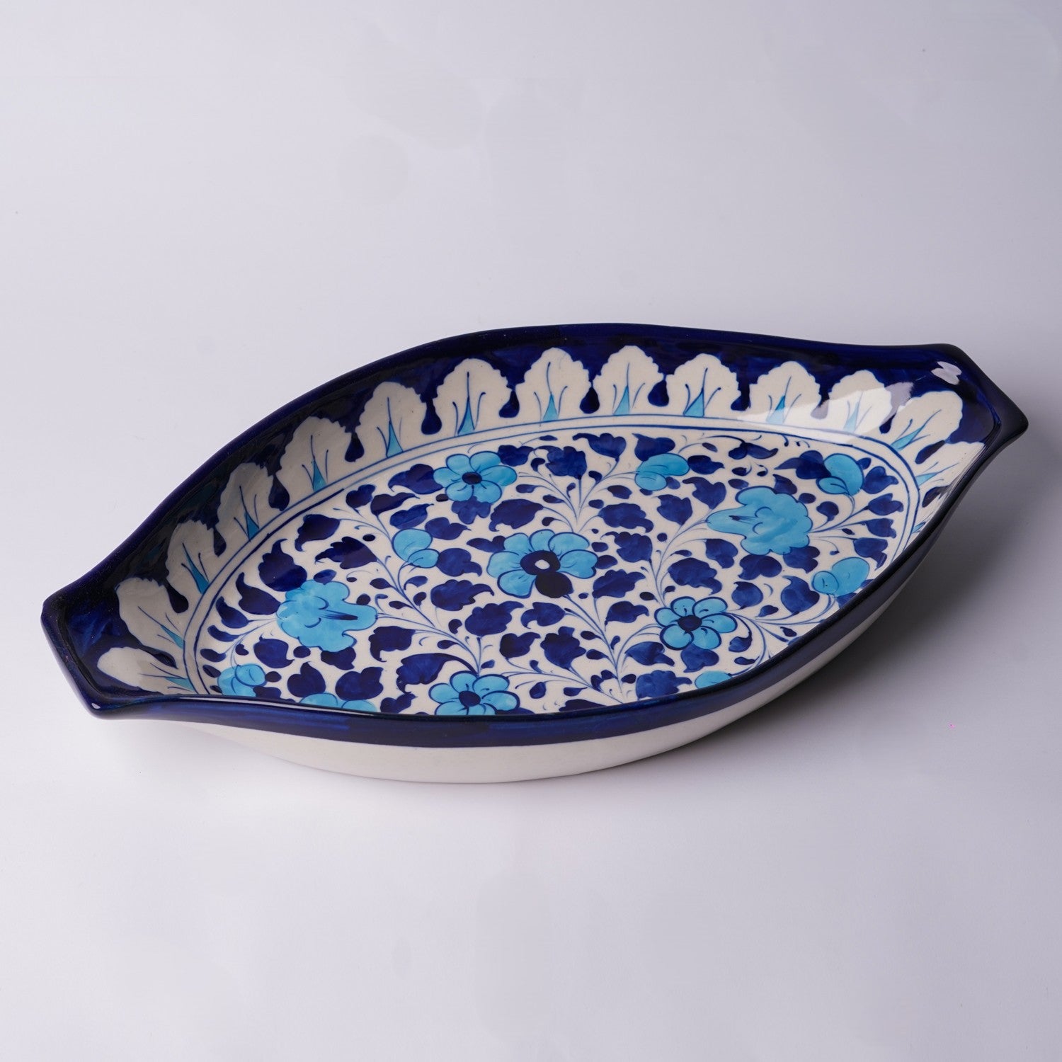 Oval Rice Dish XL deep ceramic serving tray — Multani pottery — Craftan Pakistan