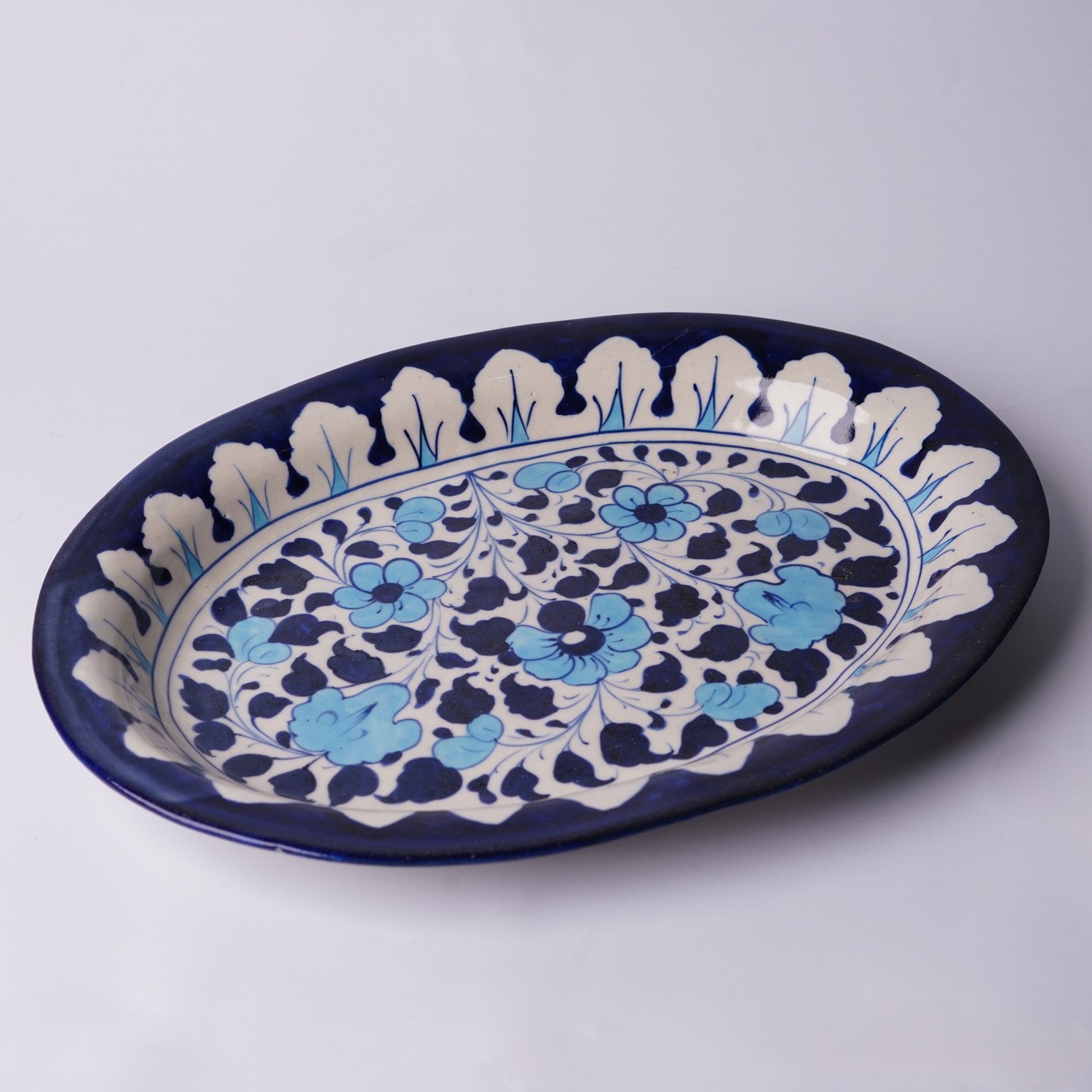 Oval Rice Dish - Large - Design 2 — ceramic serving platter — Craftan Pakistan