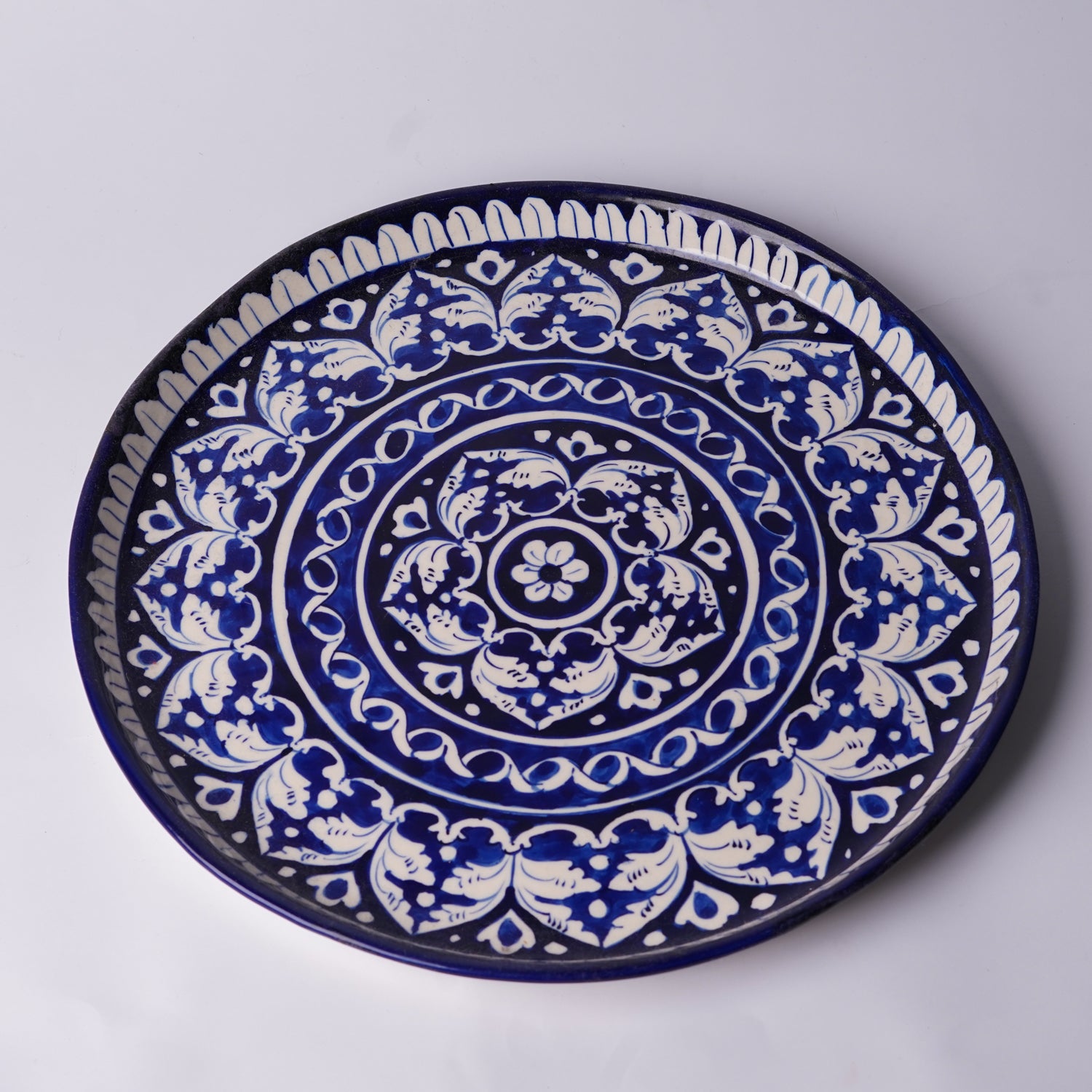 Midnight Blossom Pizza Platter — authentic Multani ceramic craftsmanship — Craftan Pakistan