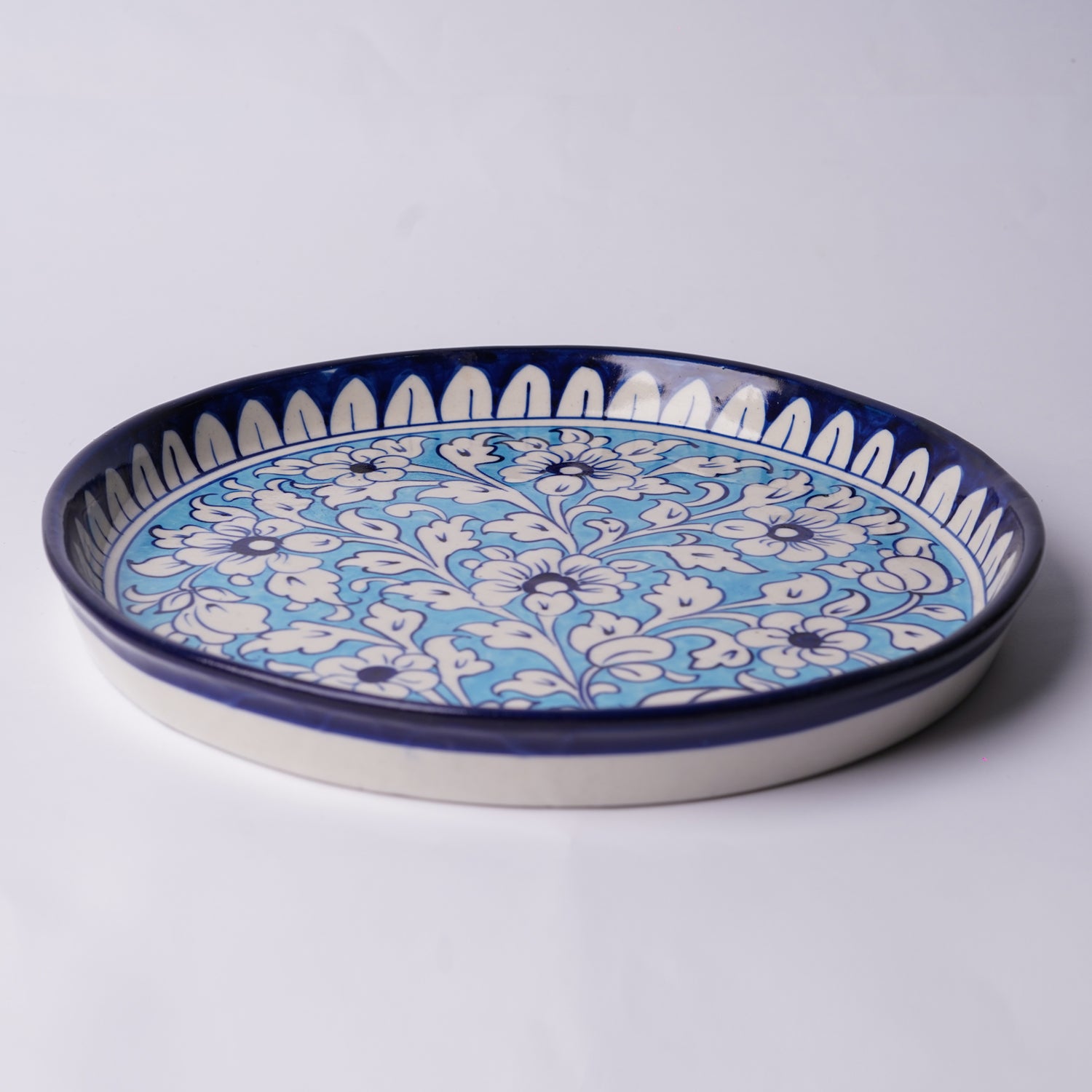 Azure Meadow Pizza Serving Platter