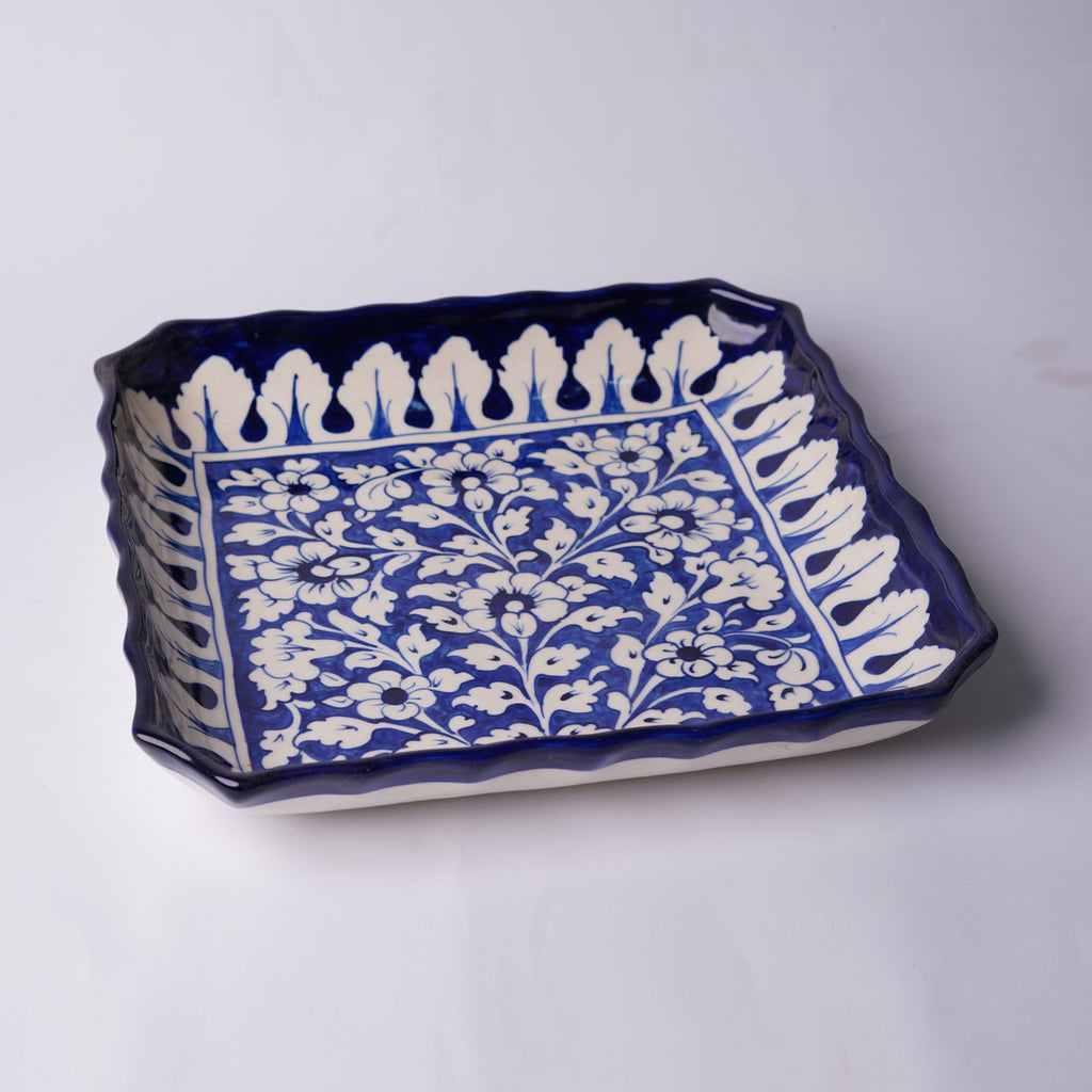 Square Serving Dish 11-inch– Blue Leaves