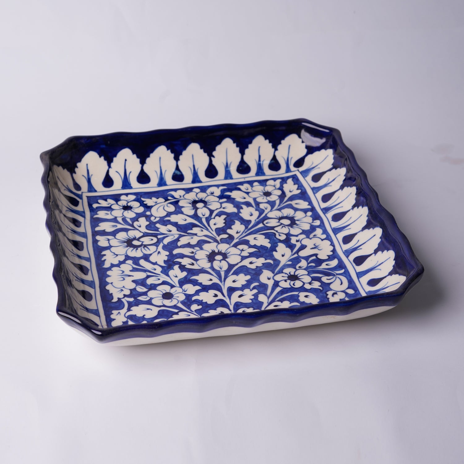 Square Serving Dish 11-inch– Blue Leaves