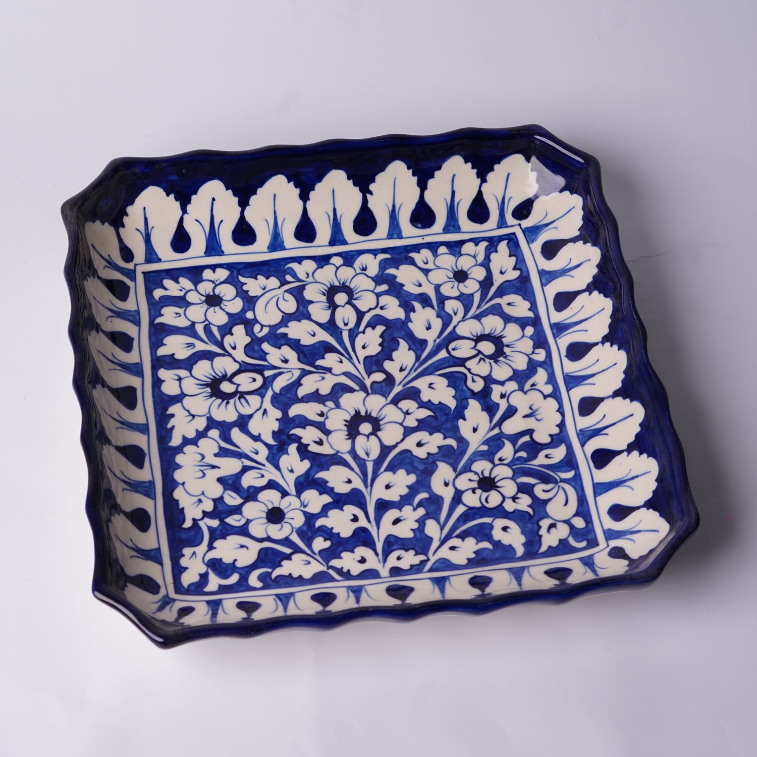 Square Serving Dish 11-inch– Blue Leaves