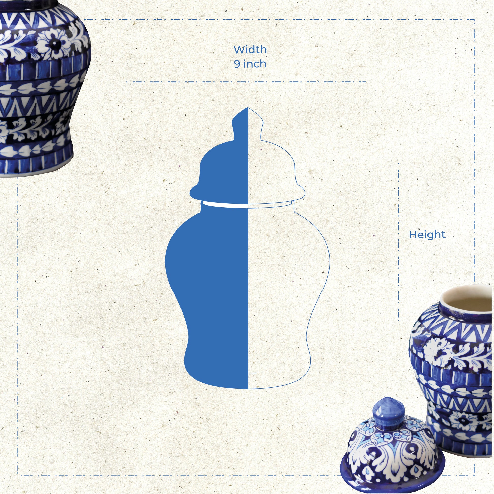 Lidded Chinese Jar – Classic Floral Bands