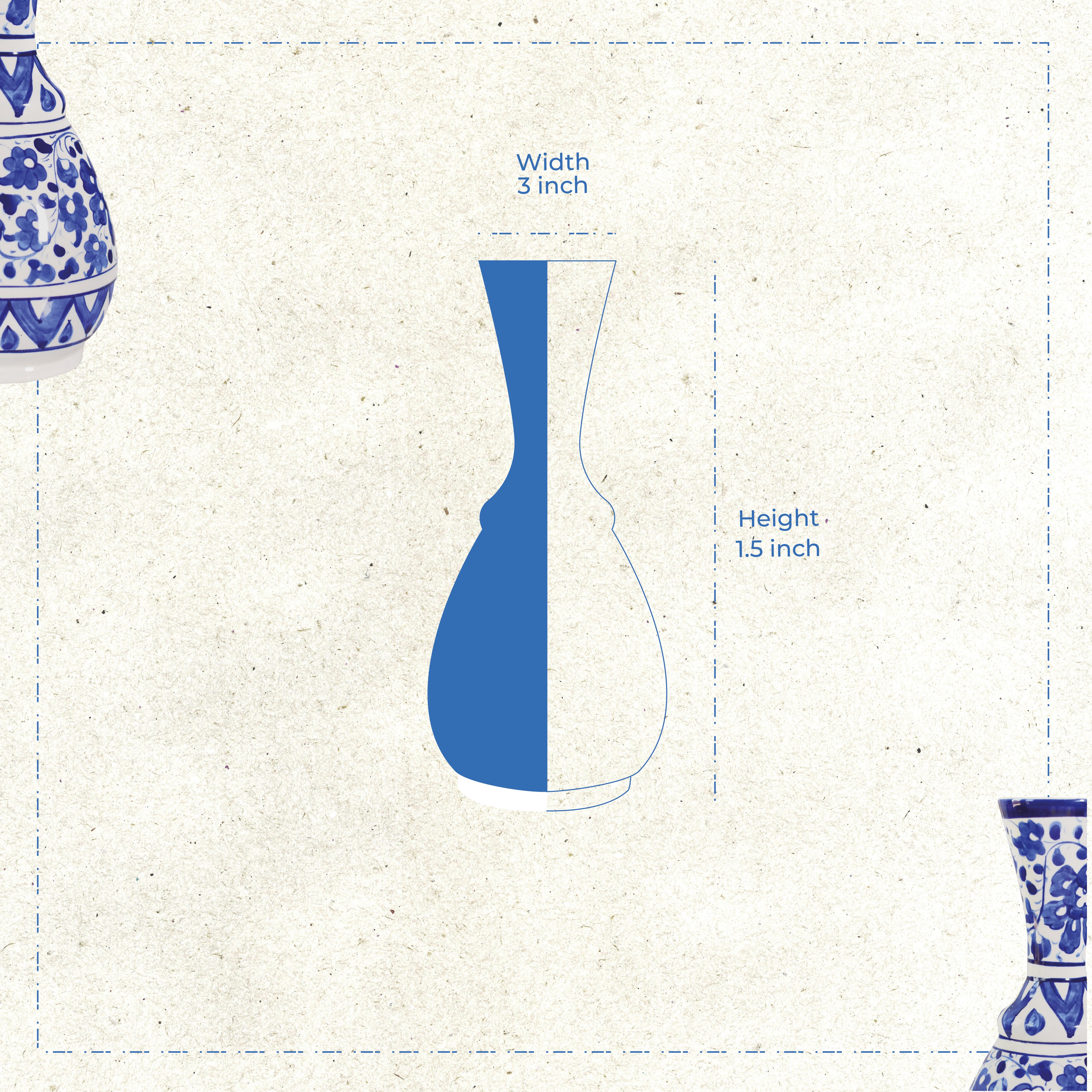 Multani Blue Pottery Vase – Handcrafted Surahi-Shaped Ceramic Decor