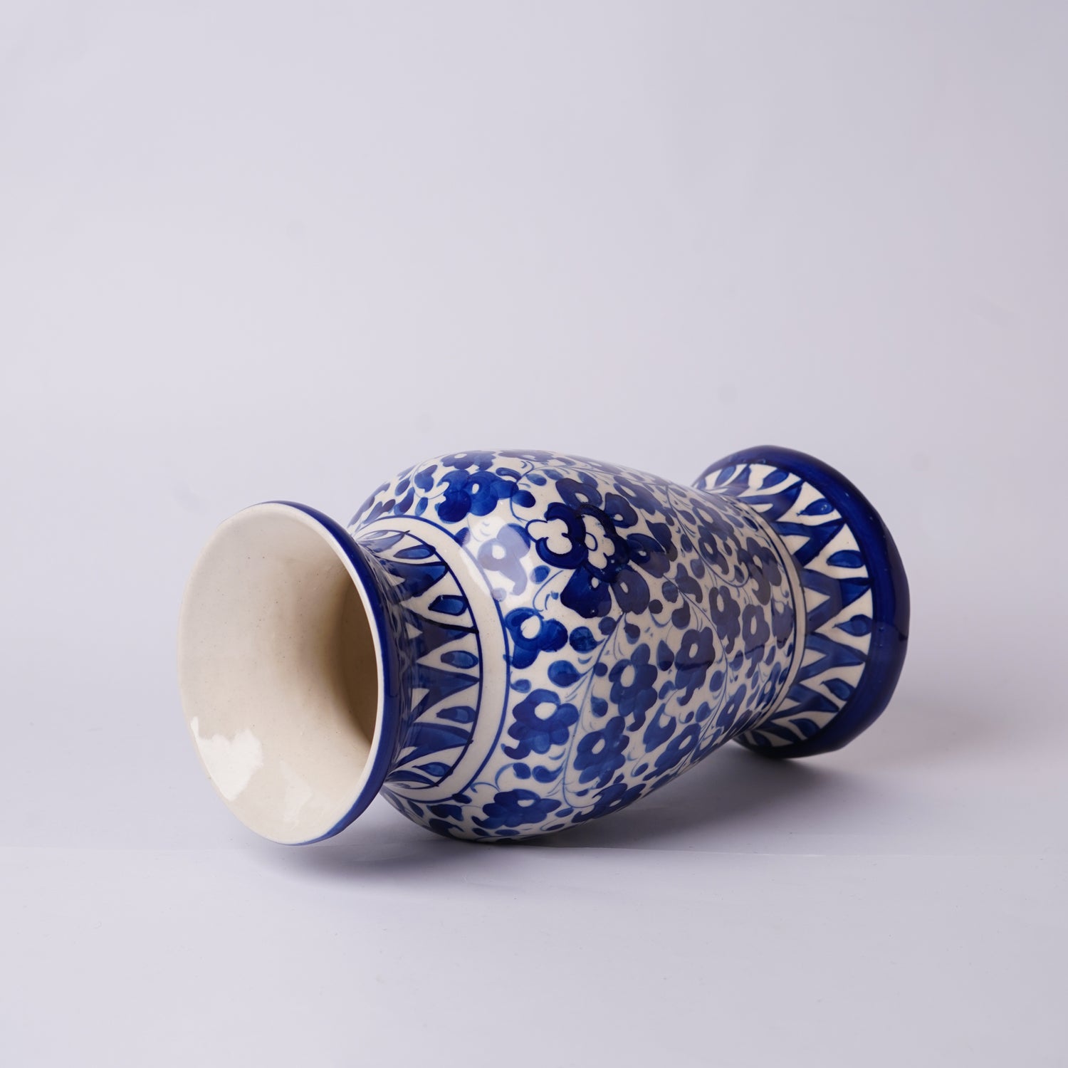 Multani Blue Pottery Vase – 9" Handcrafted Traditional Ceramic with Tulip Motif