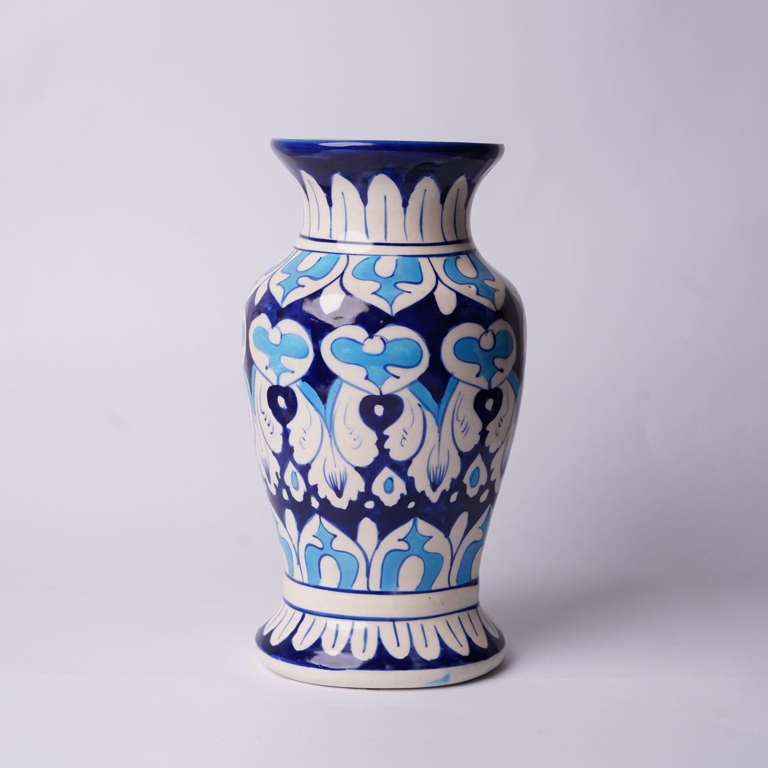 Traditional Multani Blue Pottery Vase – 9" Handcrafted Ceramic Floral Decor