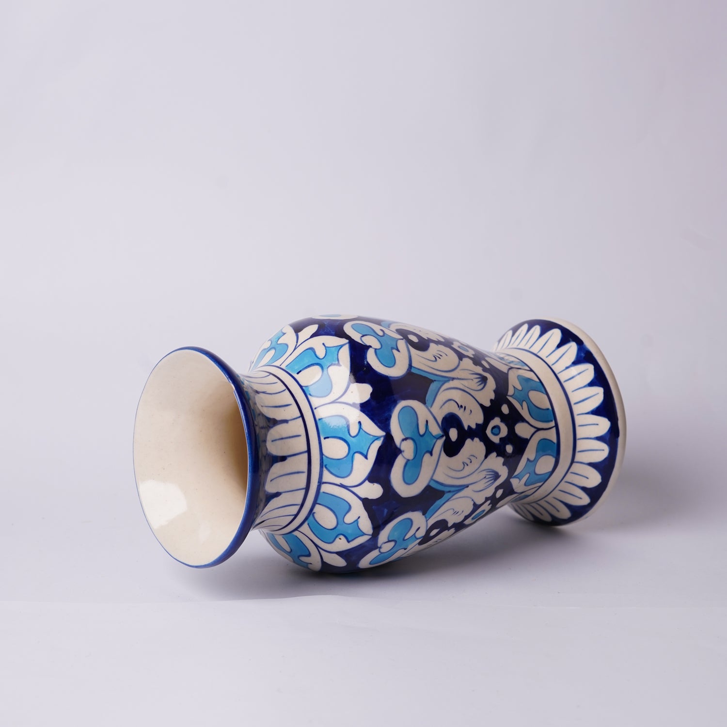 Traditional Multani Blue Pottery Vase – 9" Handcrafted Ceramic Floral Decor