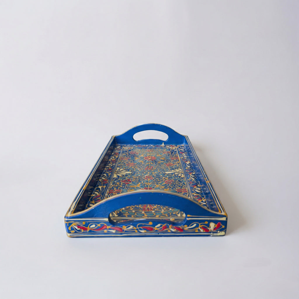 Rectangular Swati tray 8x16 inch displaying traditional Pakistani wooden artistry — Craftan Pakistan