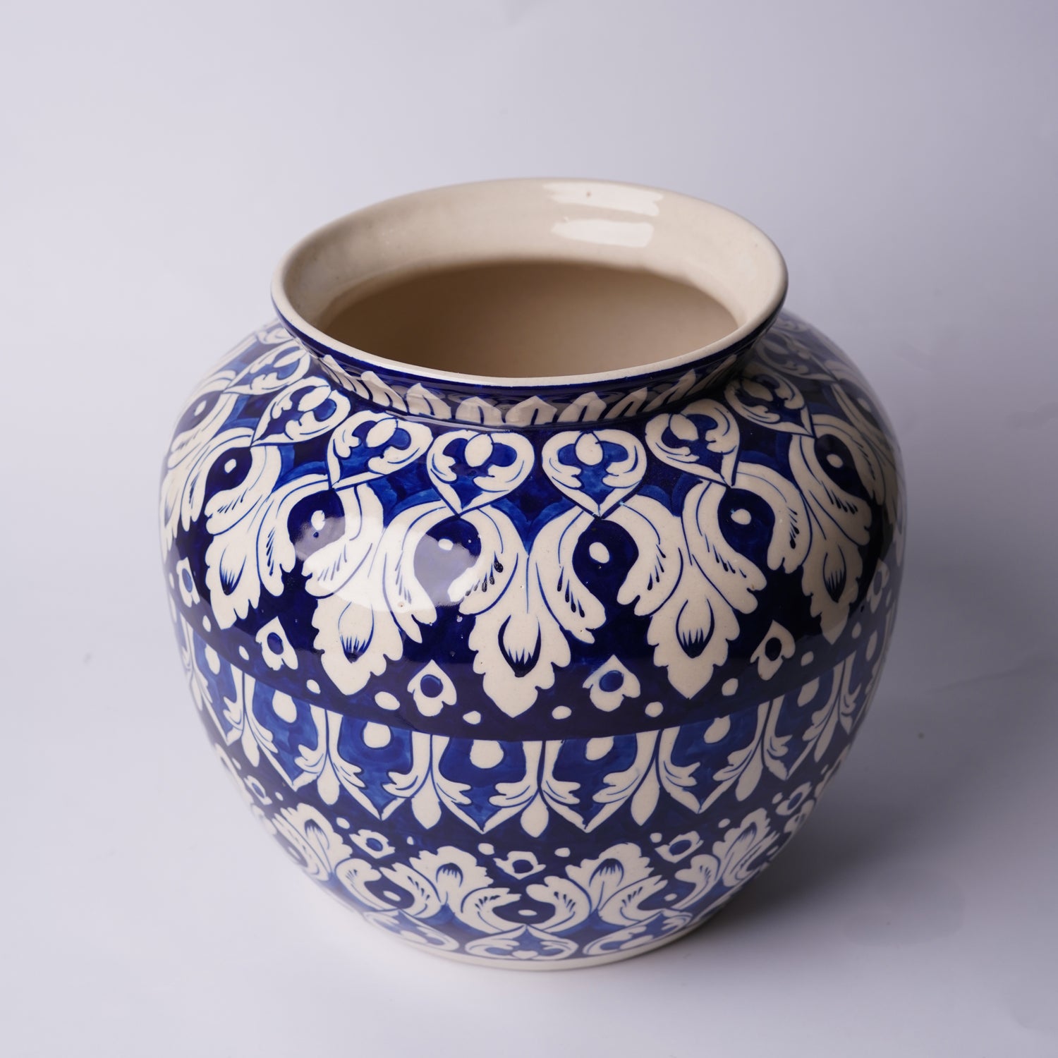 9″ Apple-Shaped Blue Floral Vase