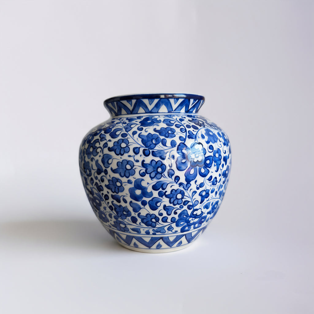 Handmade Apple Vase with Grape Vine Design — Pakistani pottery — Craftan Pakistan