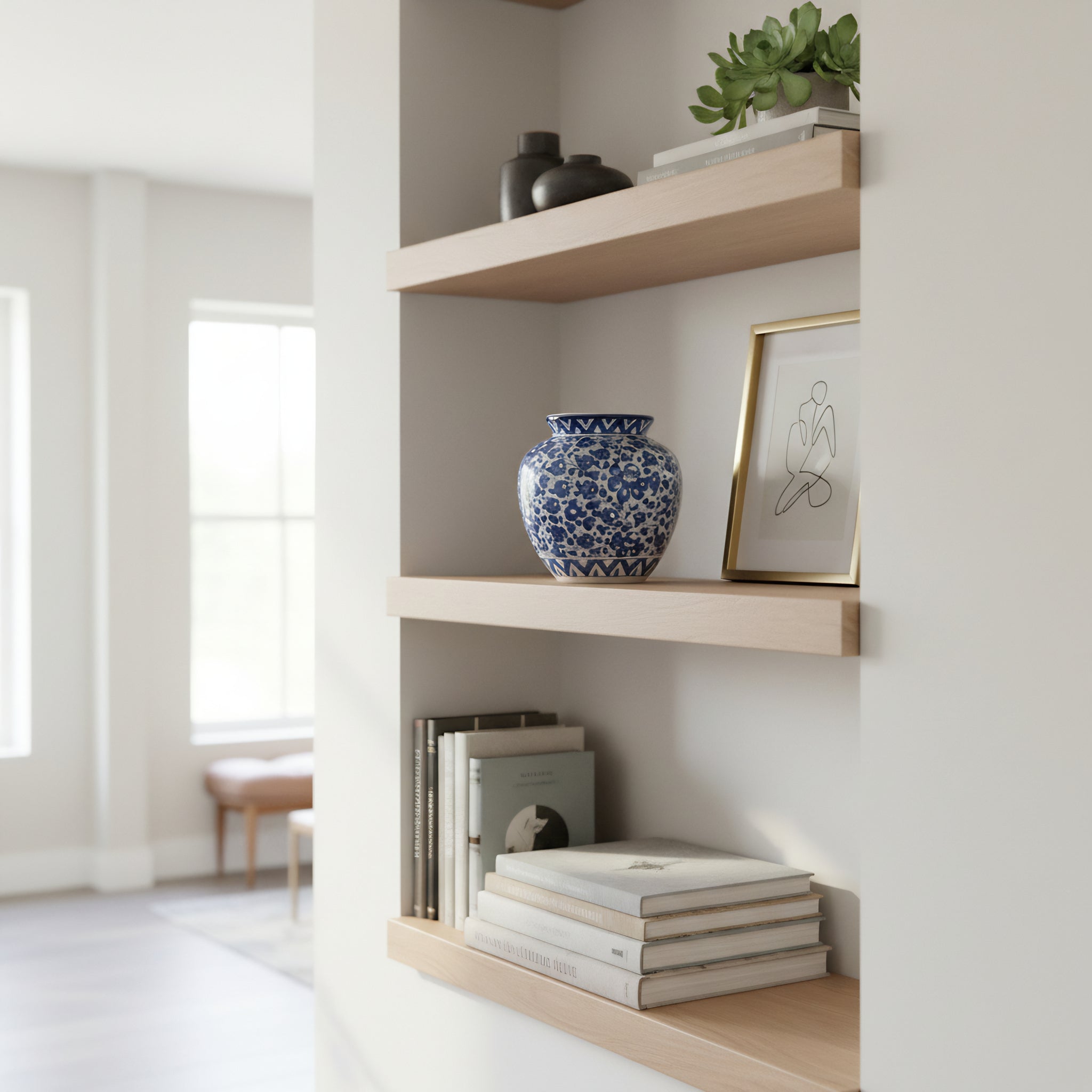 9″ Apple-Shaped Blue Pottery Vase - Grape Vine design