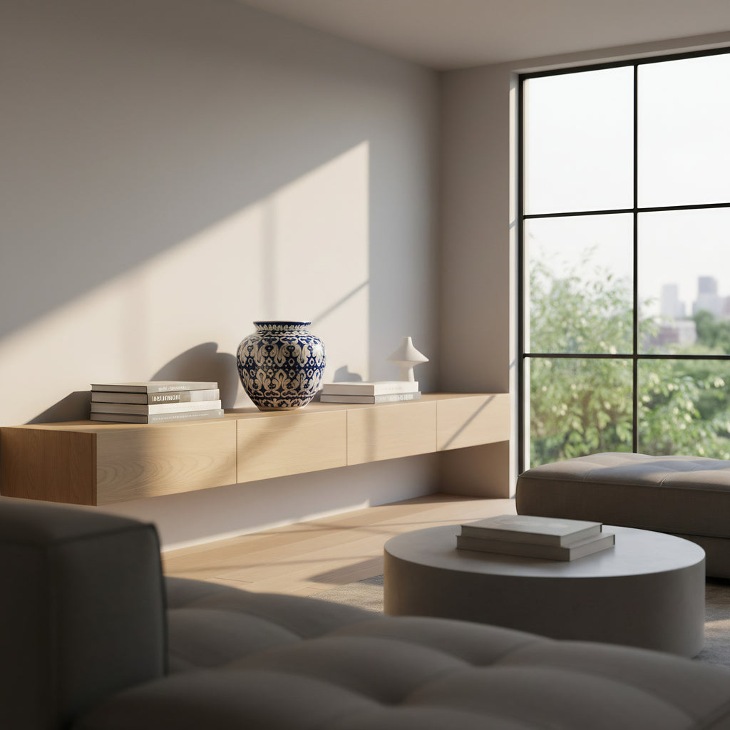 9″ Apple-Shaped Blue Floral Vase