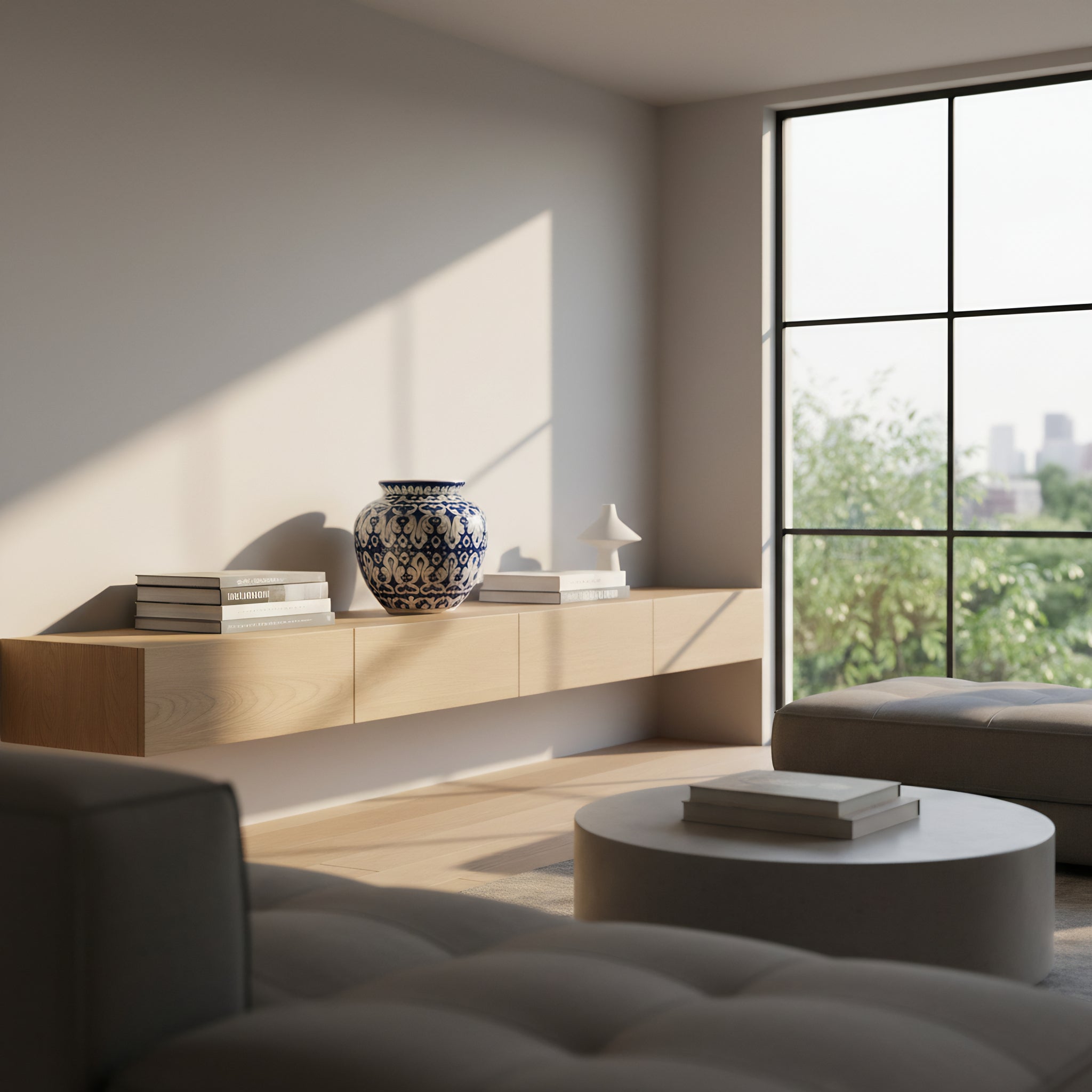 9″ Apple-Shaped Blue Floral Vase