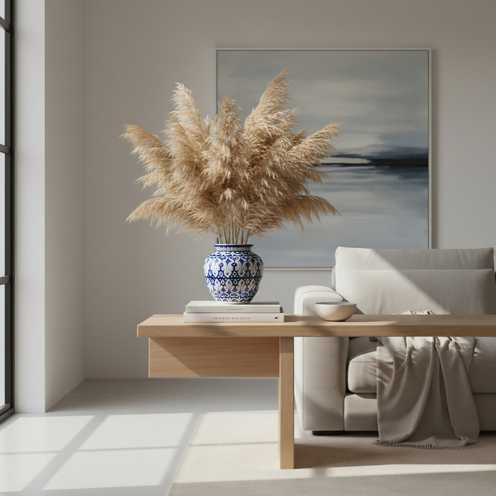 9″ Apple-Shaped Blue Floral Vase