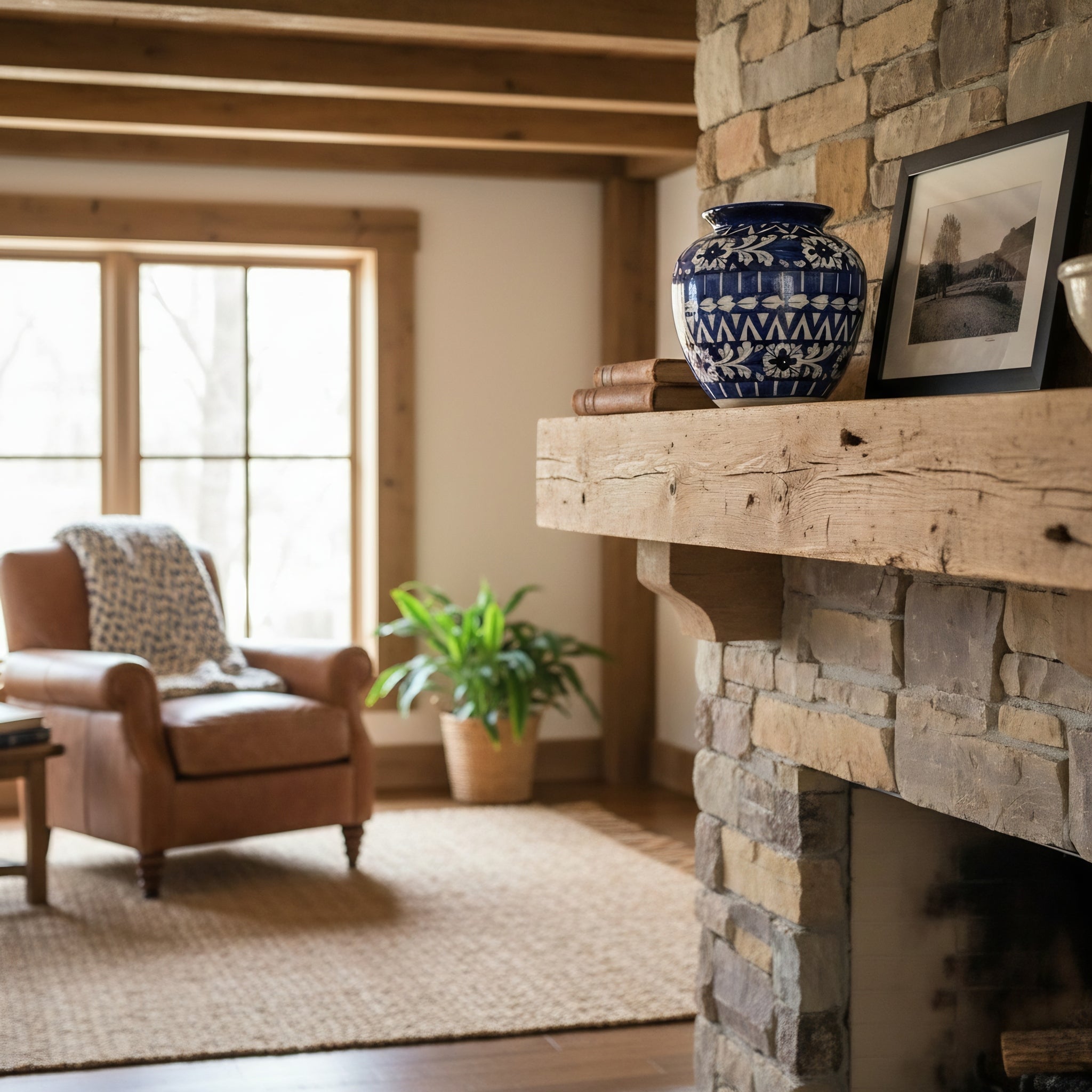 9″ Apple-Shaped Blue Striped Vase