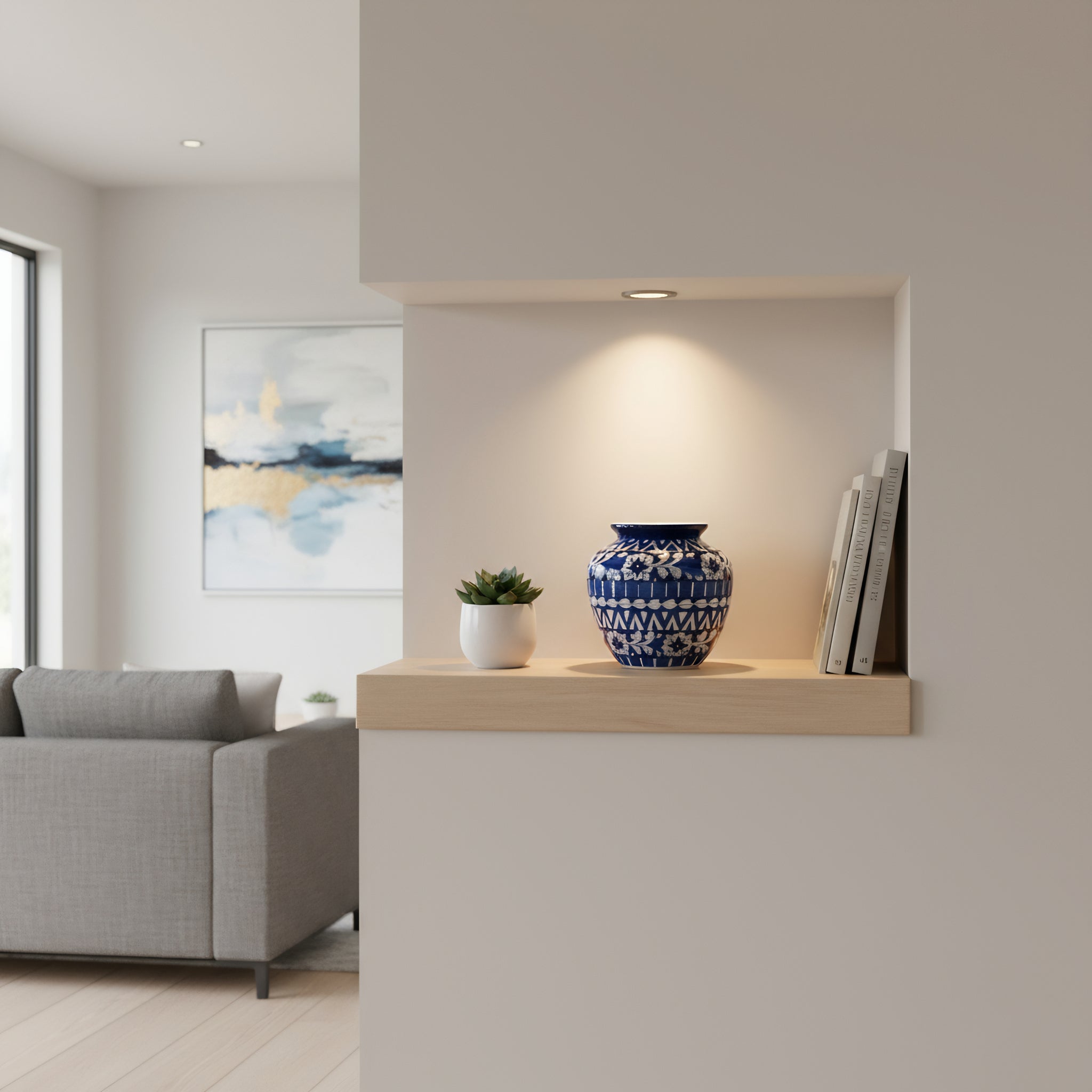 9″ Apple-Shaped Blue Striped Vase