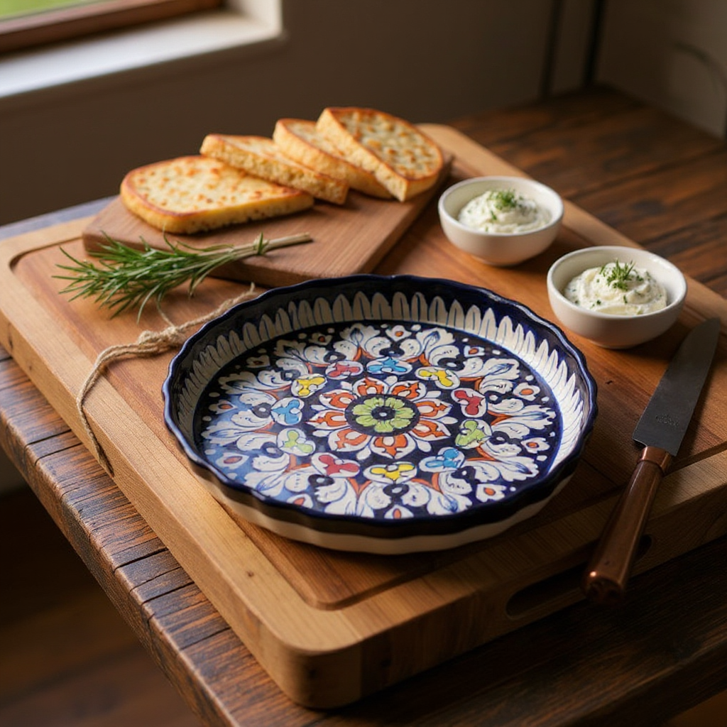 Blue Pottery Apple Pie Ceramic Dish – Large – Design 2