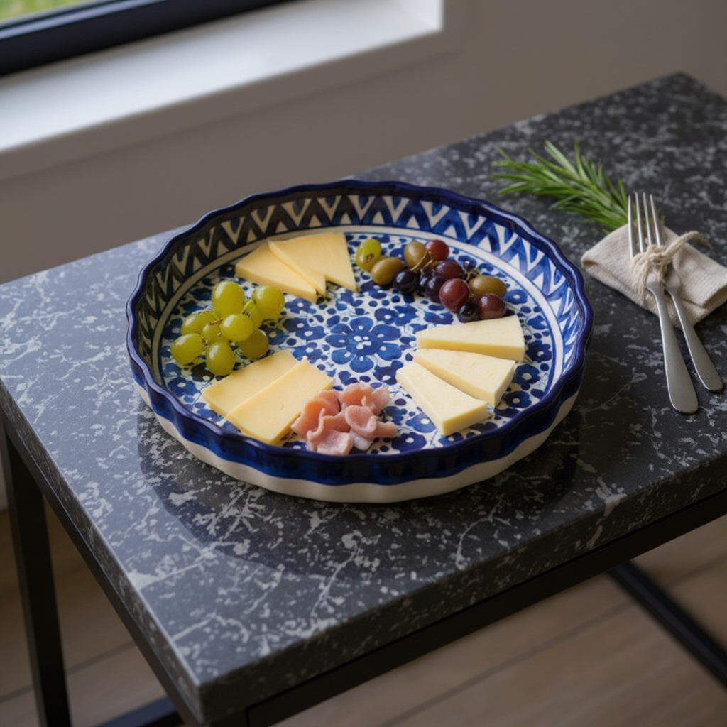 Blue Pottery Ceramic Apple Pie Dish – Medium – Design 1