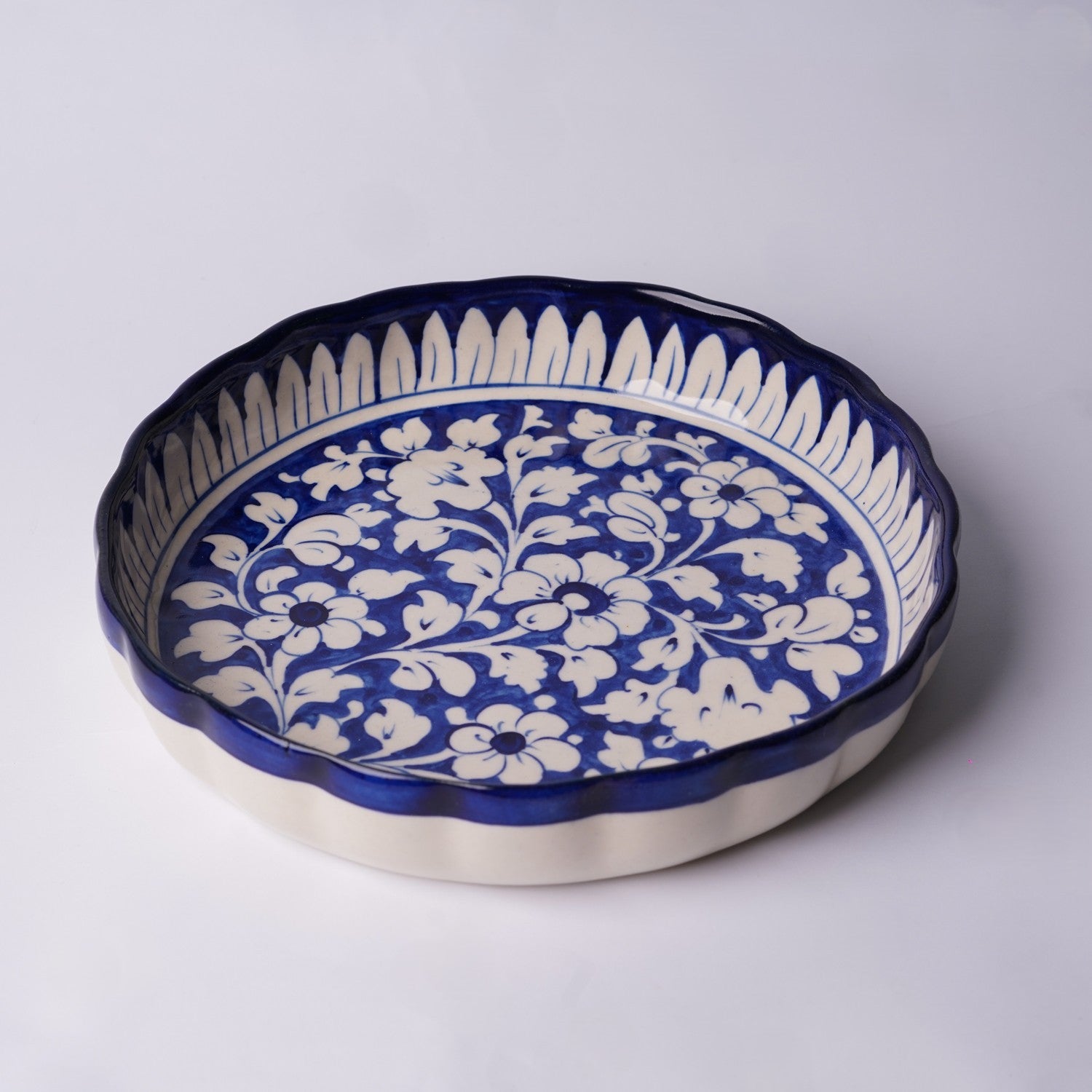 Ceramic Blue Pottery Apple Pie Dish – Medium – Design 2