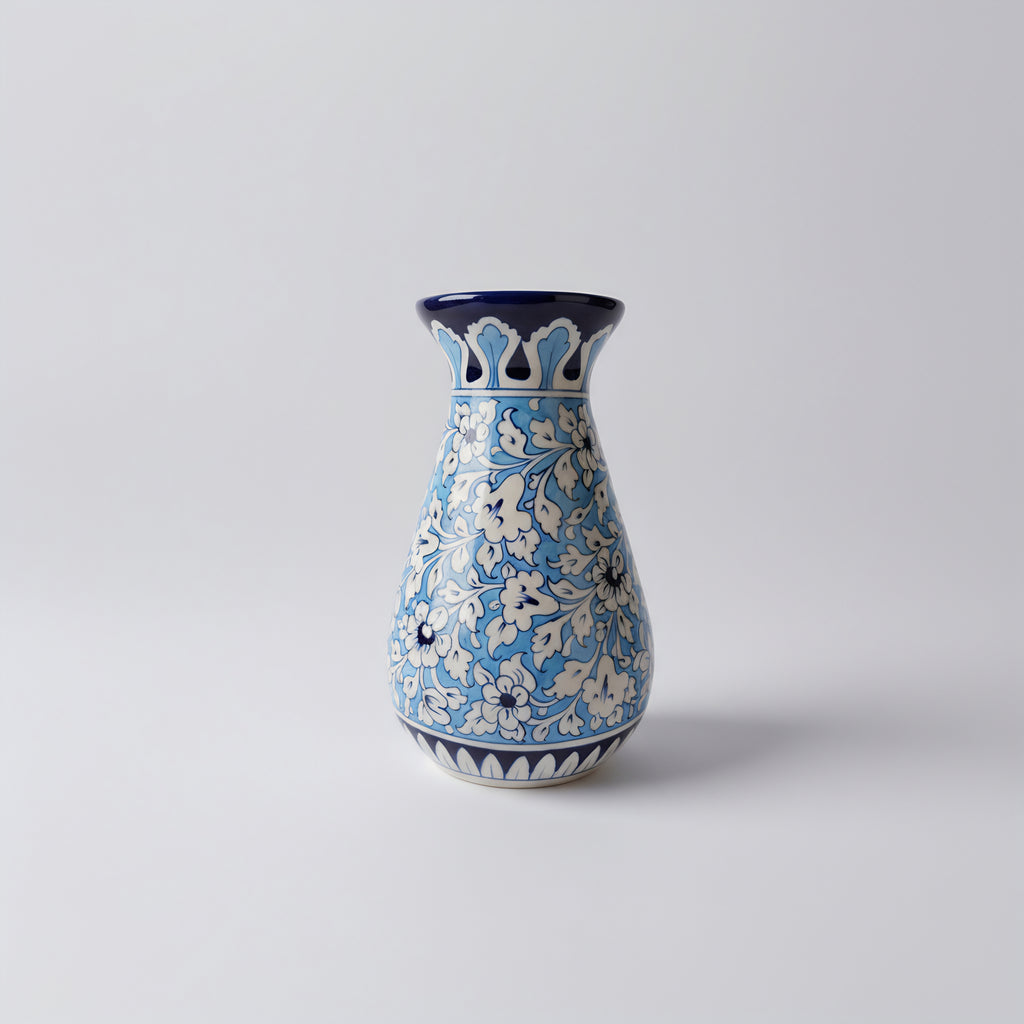 12-Inch Multani Blue Pottery Vase – Hand-Painted Ceramic Decor