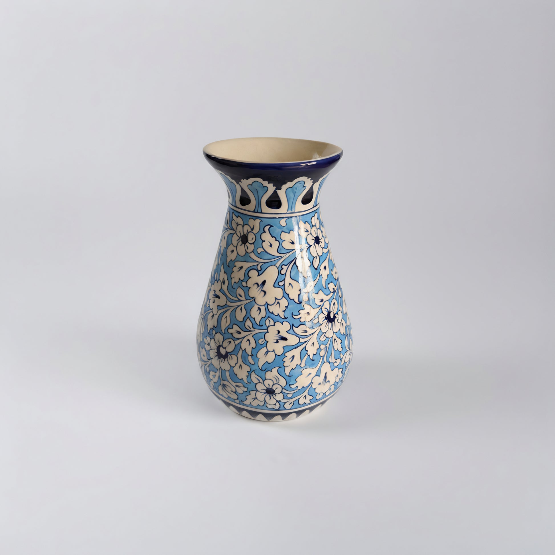 12-Inch Multani Blue Pottery Vase – Hand-Painted Ceramic Decor