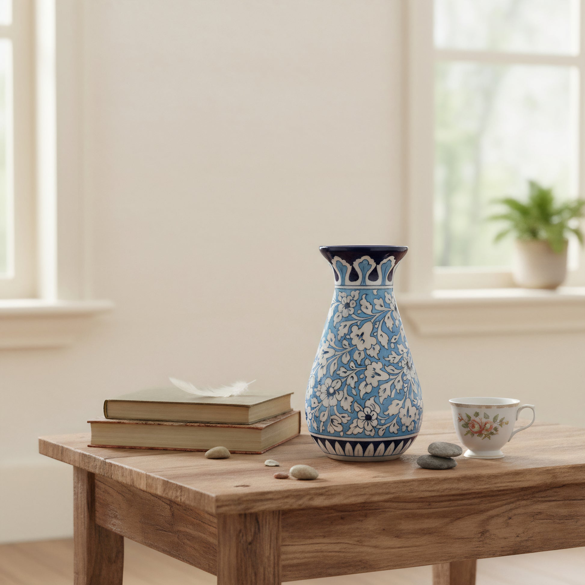 12-Inch Multani Blue Pottery Vase – Hand-Painted Ceramic Decor