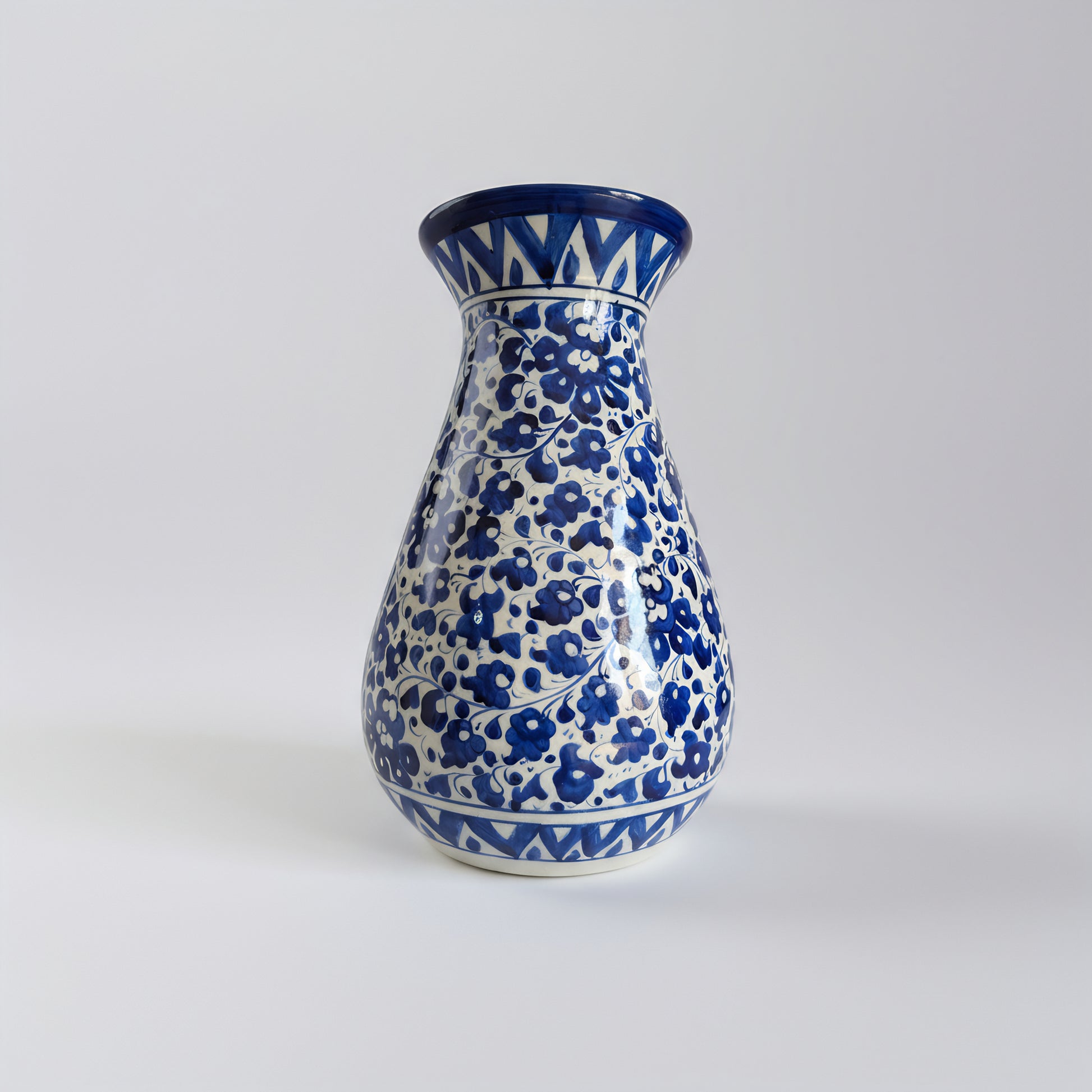 12-Inch Multani Blue Pottery Vase – Hand-Painted Ceramic Decor