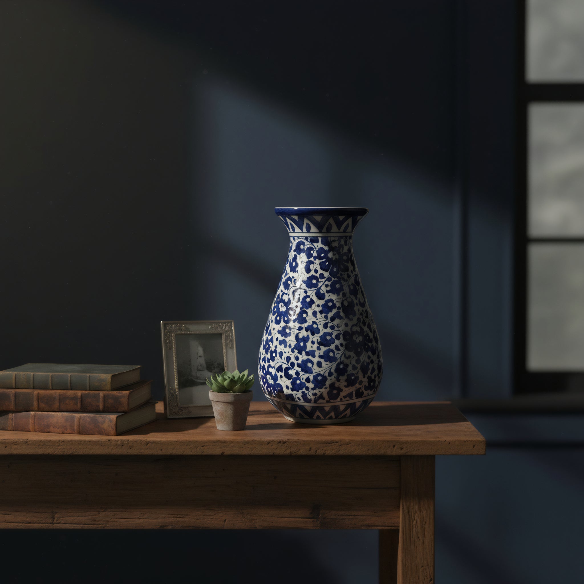 12-Inch Multani Blue Pottery Vase – Hand-Painted Ceramic Decor