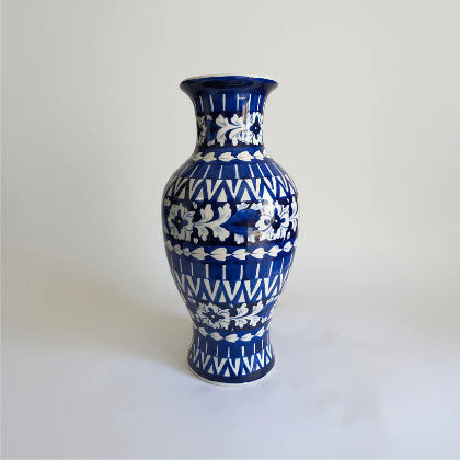 17-Inch Multani Blue Pottery Vase — handcrafted ceramic — Craftan Pakistan