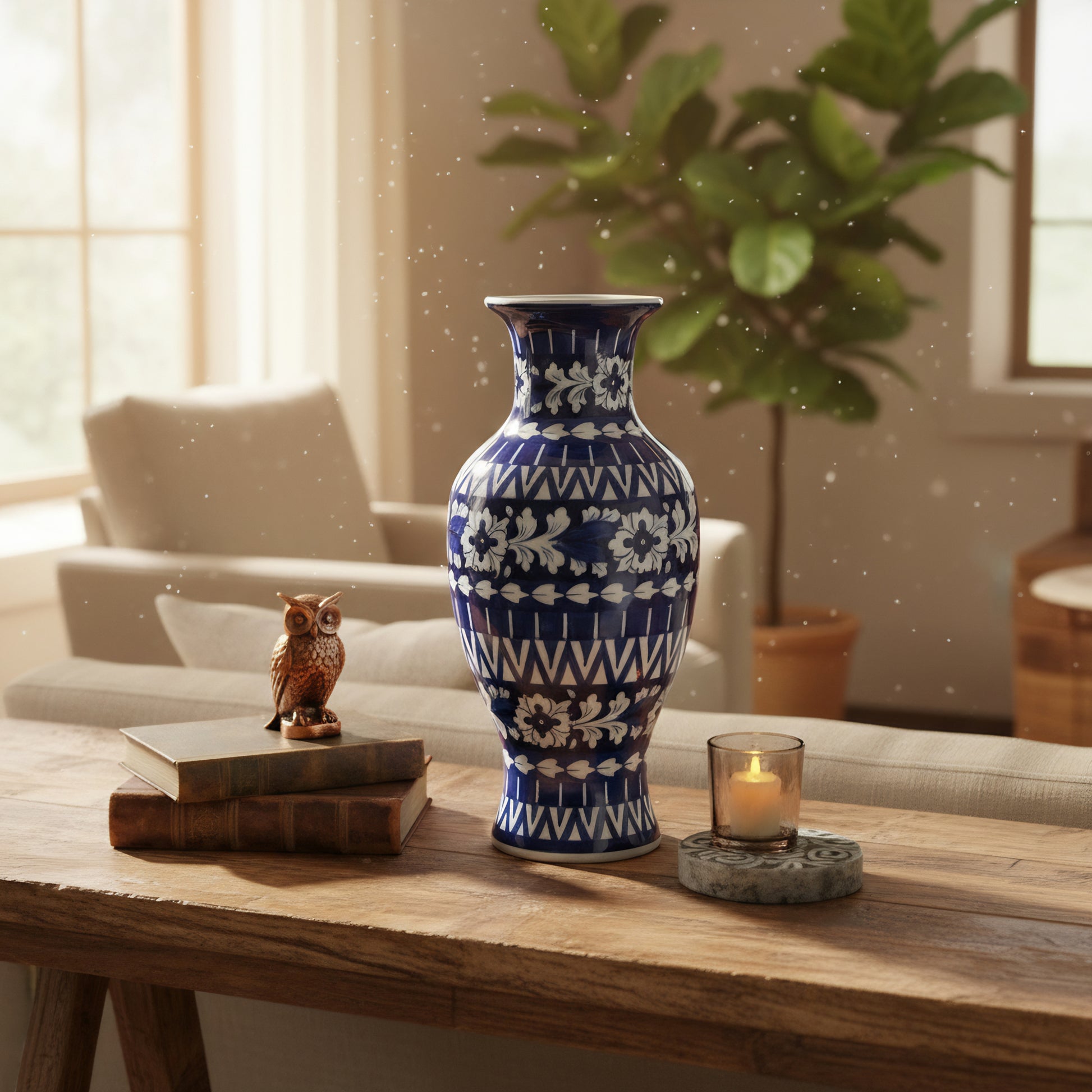 17-Inch Multani Blue Pottery Vase – Handcrafted Ceramic Statement Piece