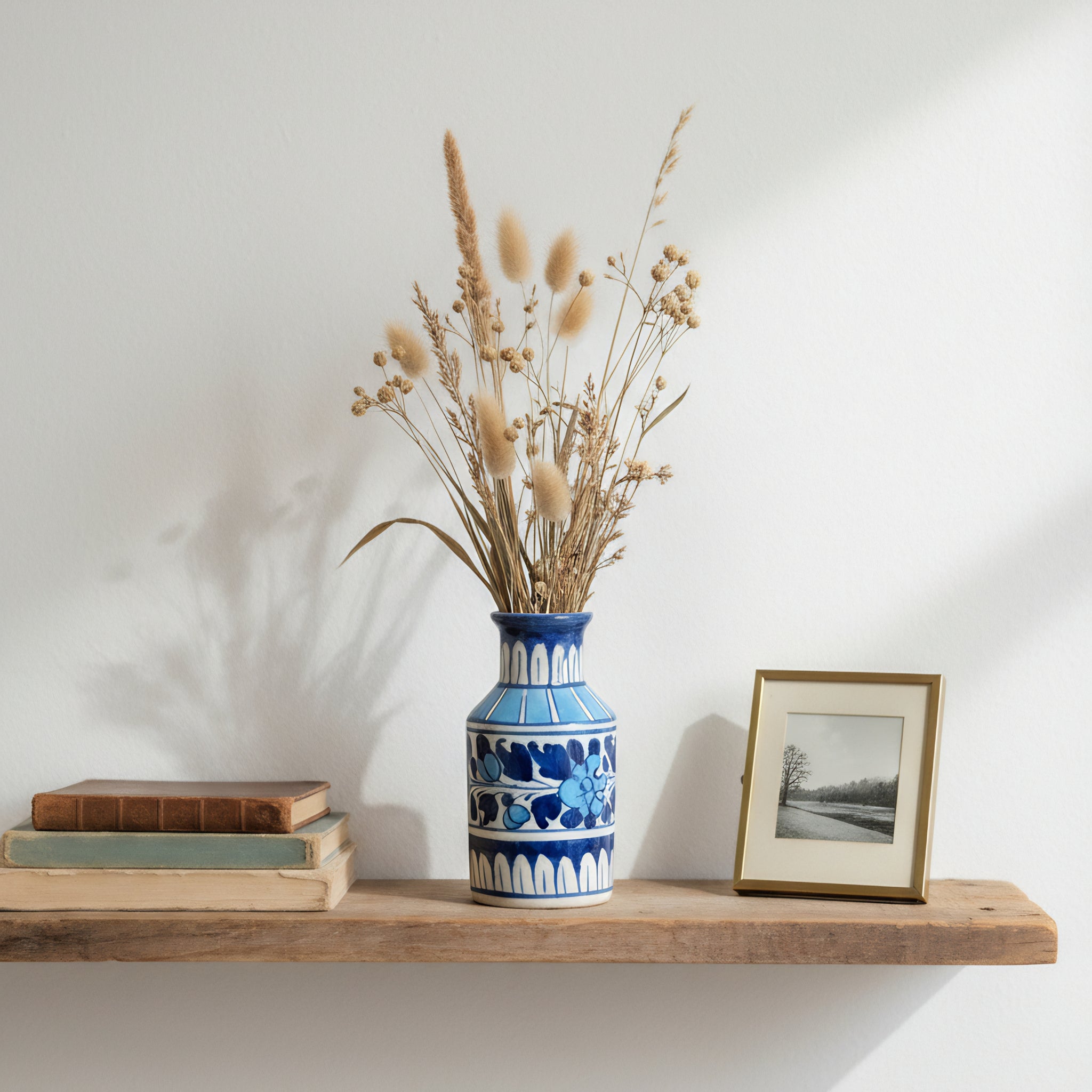 Mini Ceramic Blue Pottery Vase Pair