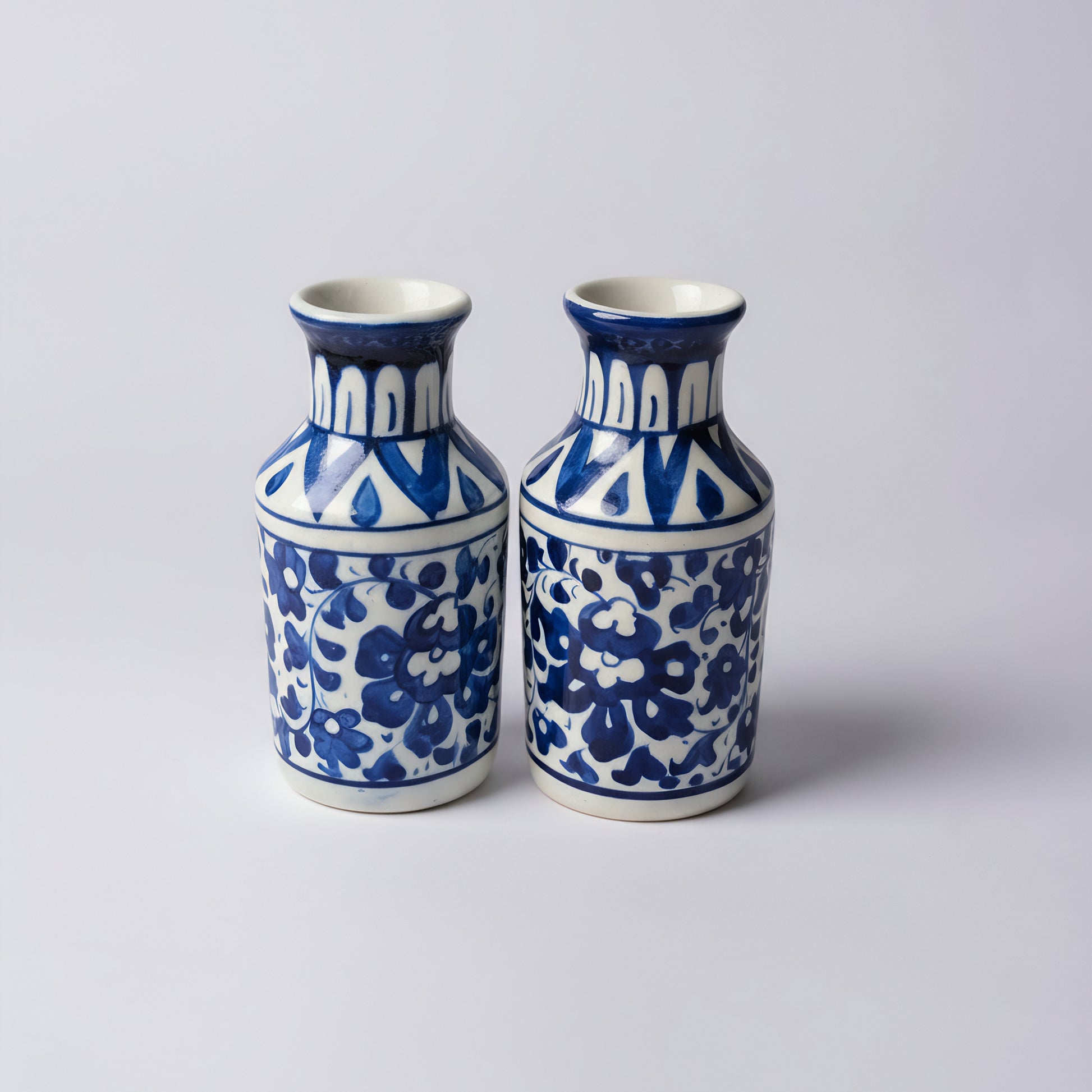 Mini Ceramic Vase Pair – Floral Motif