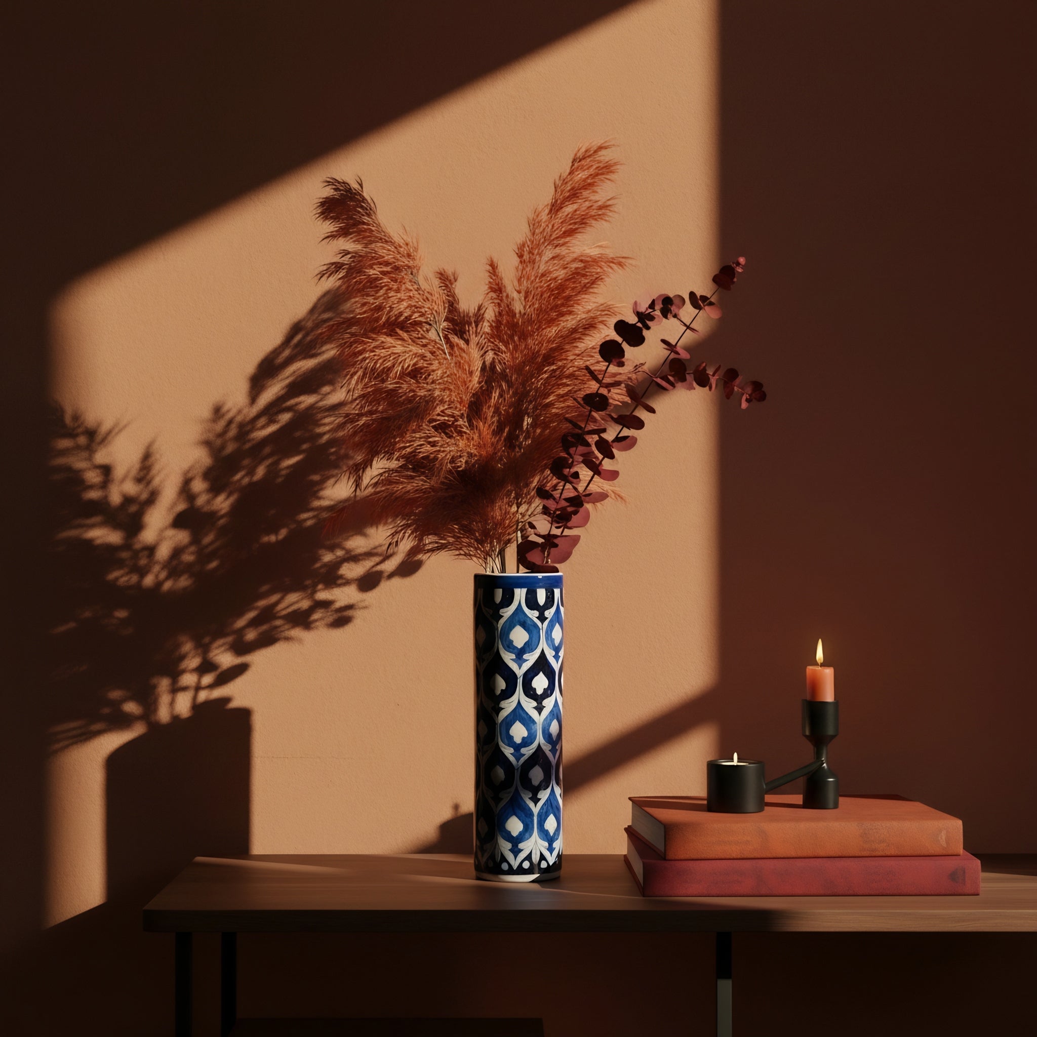 Cobalt blue ceramic vase displaying authentic Pakistani pottery craftsmanship — Craftan