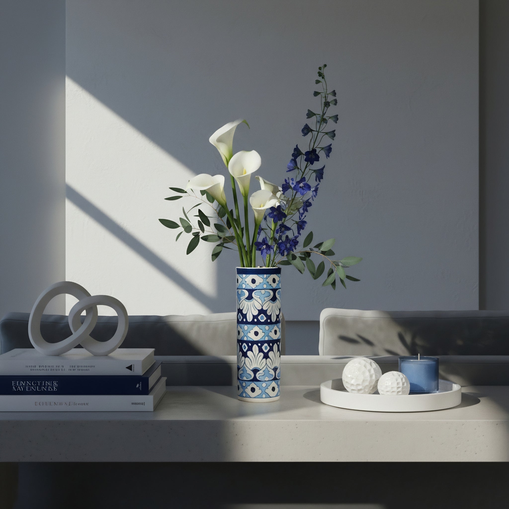 Blue pottery layered vase handmade using centuries old Multani techniques — Craftan Pakistan
