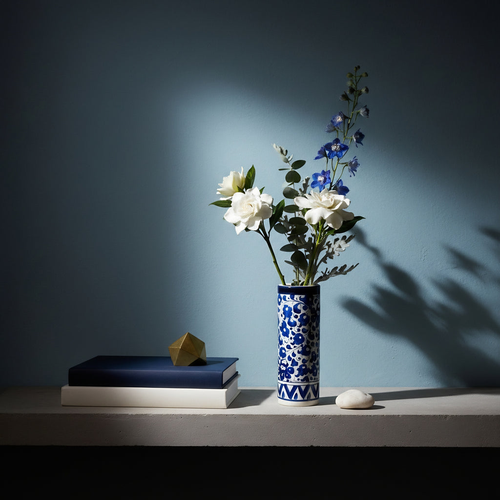 Multani Blue Pottery Vase — handmade ceramic home decor piece — Craftan Pakistan