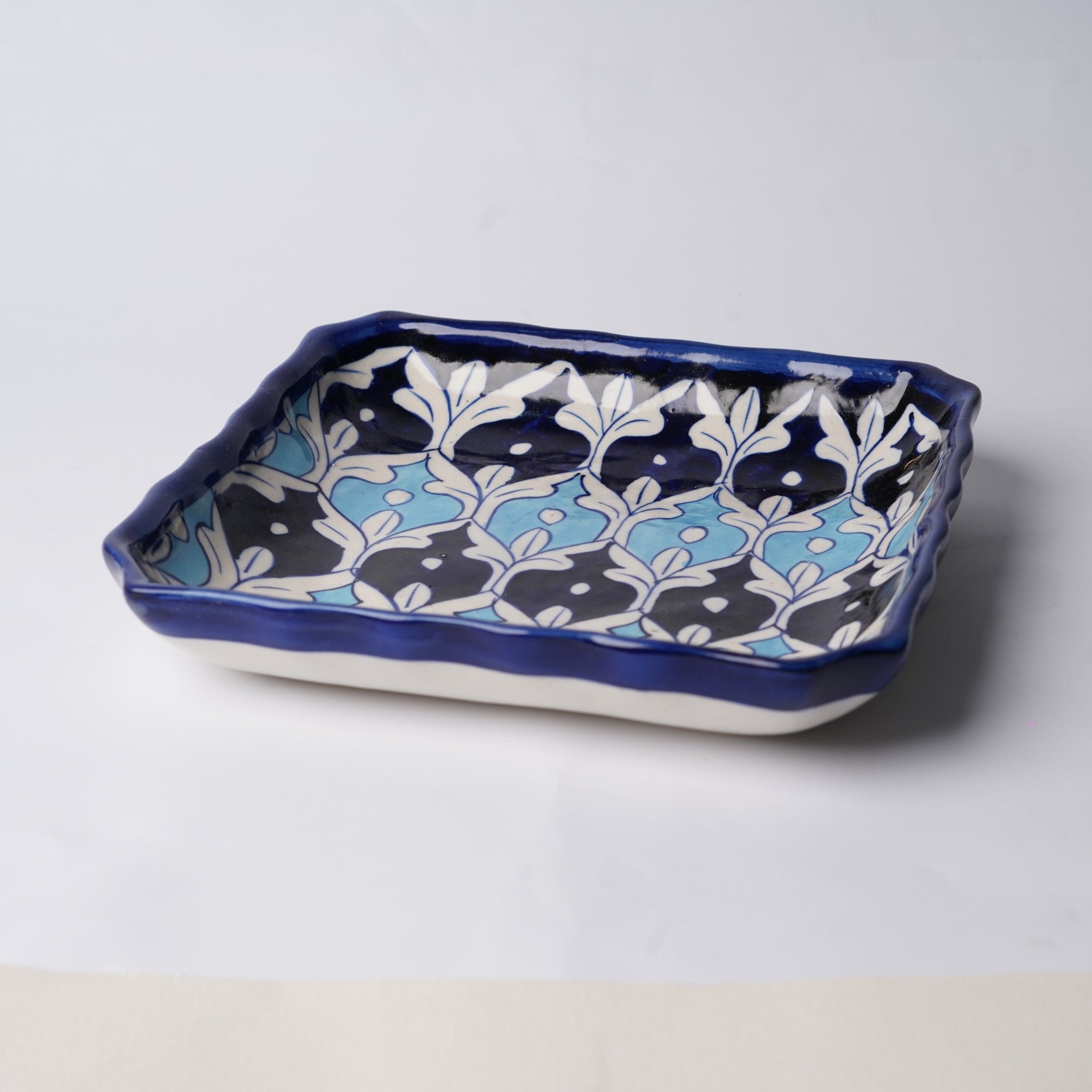 Square Blue Pottery Ceramic Serving Dish – Sky to midnight blue