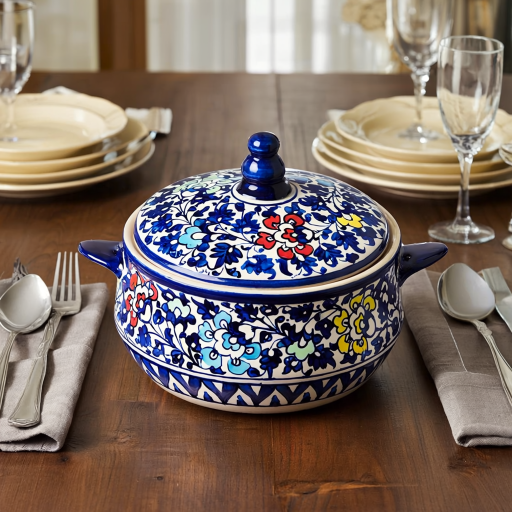 Hand-Painted Lidded Serving Pot