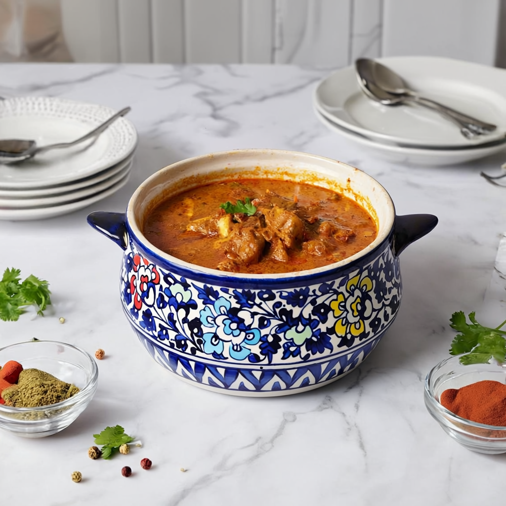 Hand-Painted Lidded Serving Pot