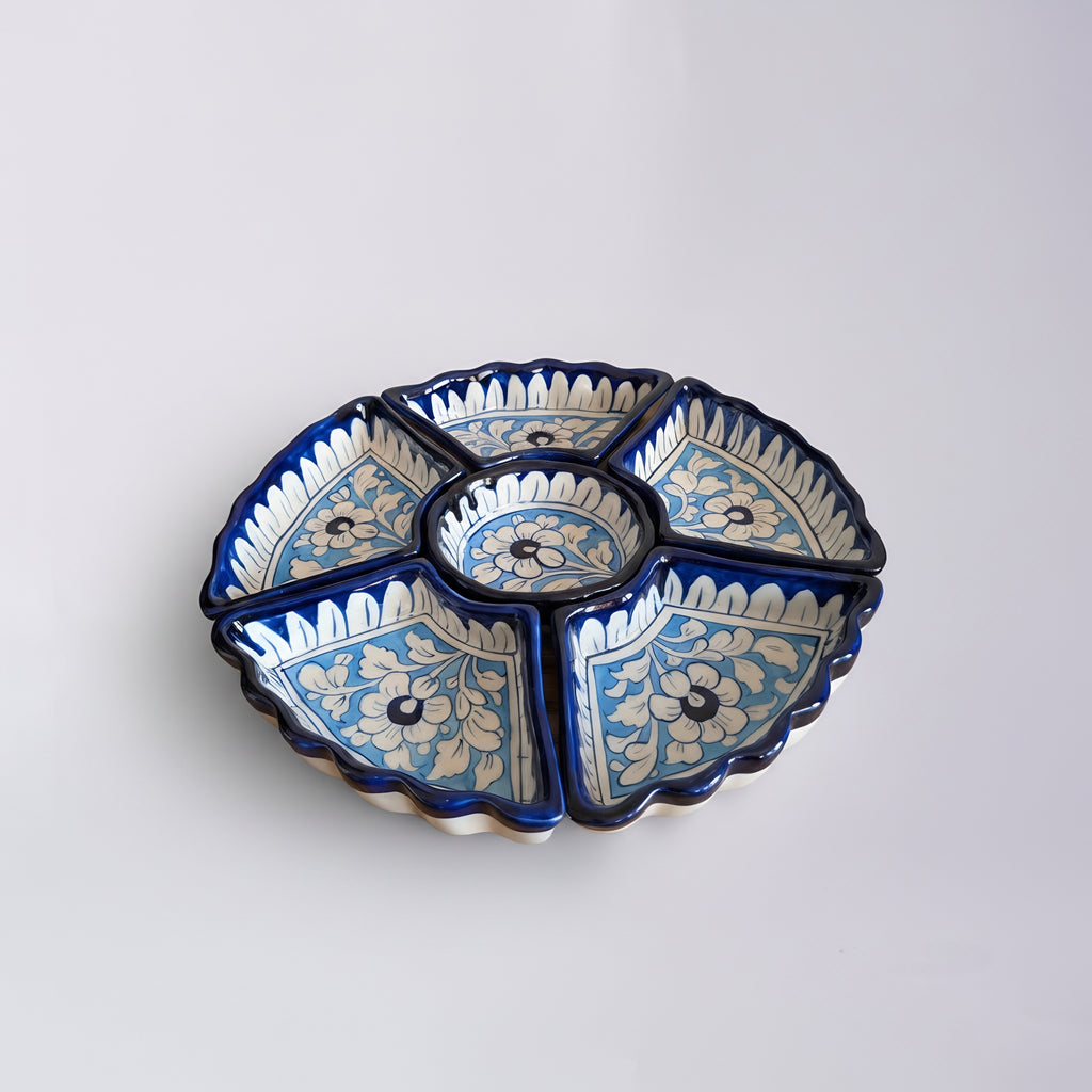 Blue Pottery Ceramic Dry Fruit Serving Set — Multani ceramic — Craftan Pakistan