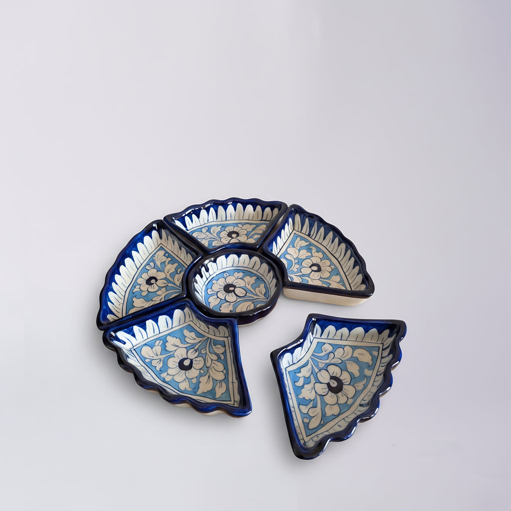 Traditional Pakistani ceramic dry fruit bowl with decorative rim — Craftan Pakistan